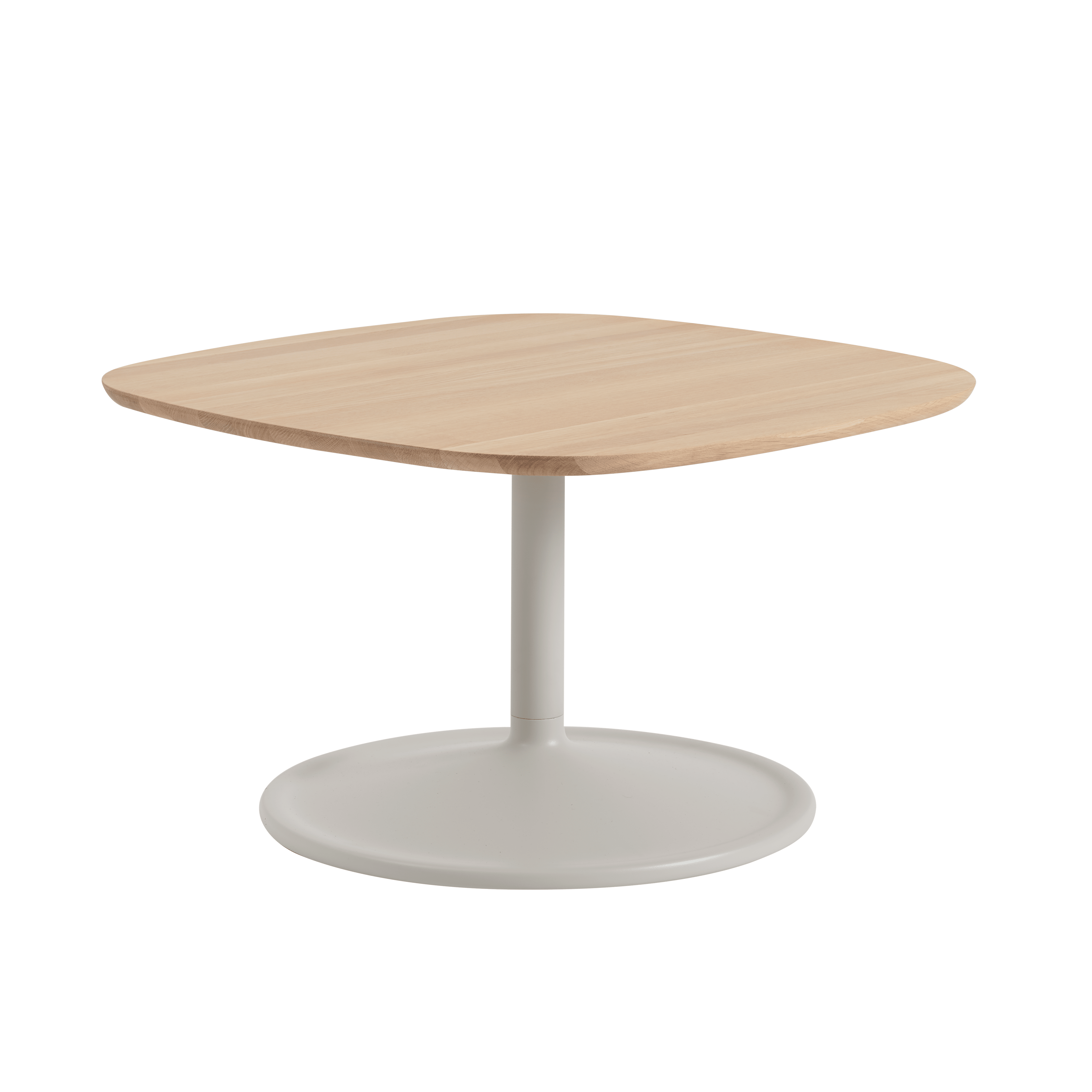 Quadratischer Couchtisch SOFT aus Eichenholz mit hellgrauem Gestell