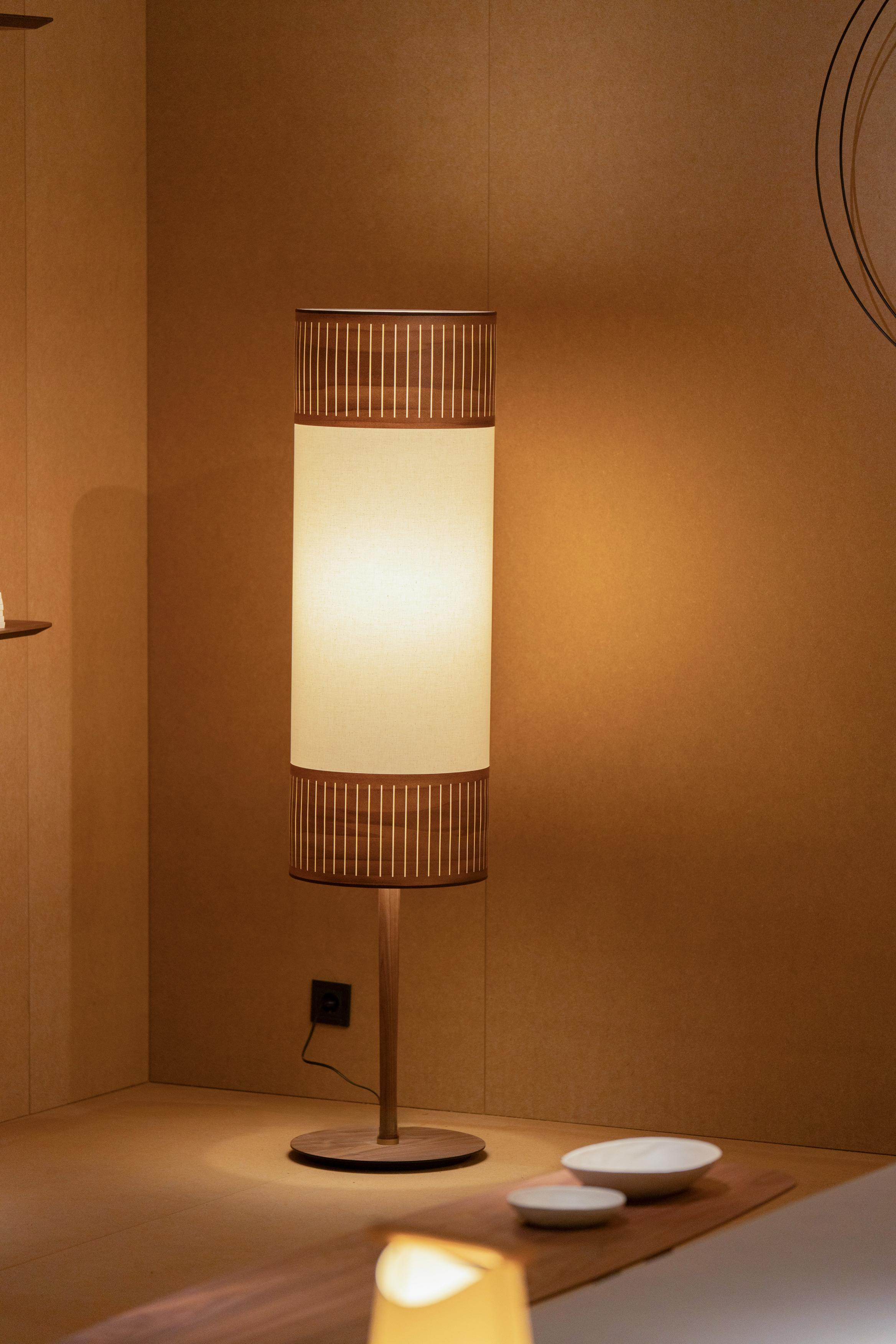 TAMIZ Floor Lamp in White with Walnut Wood