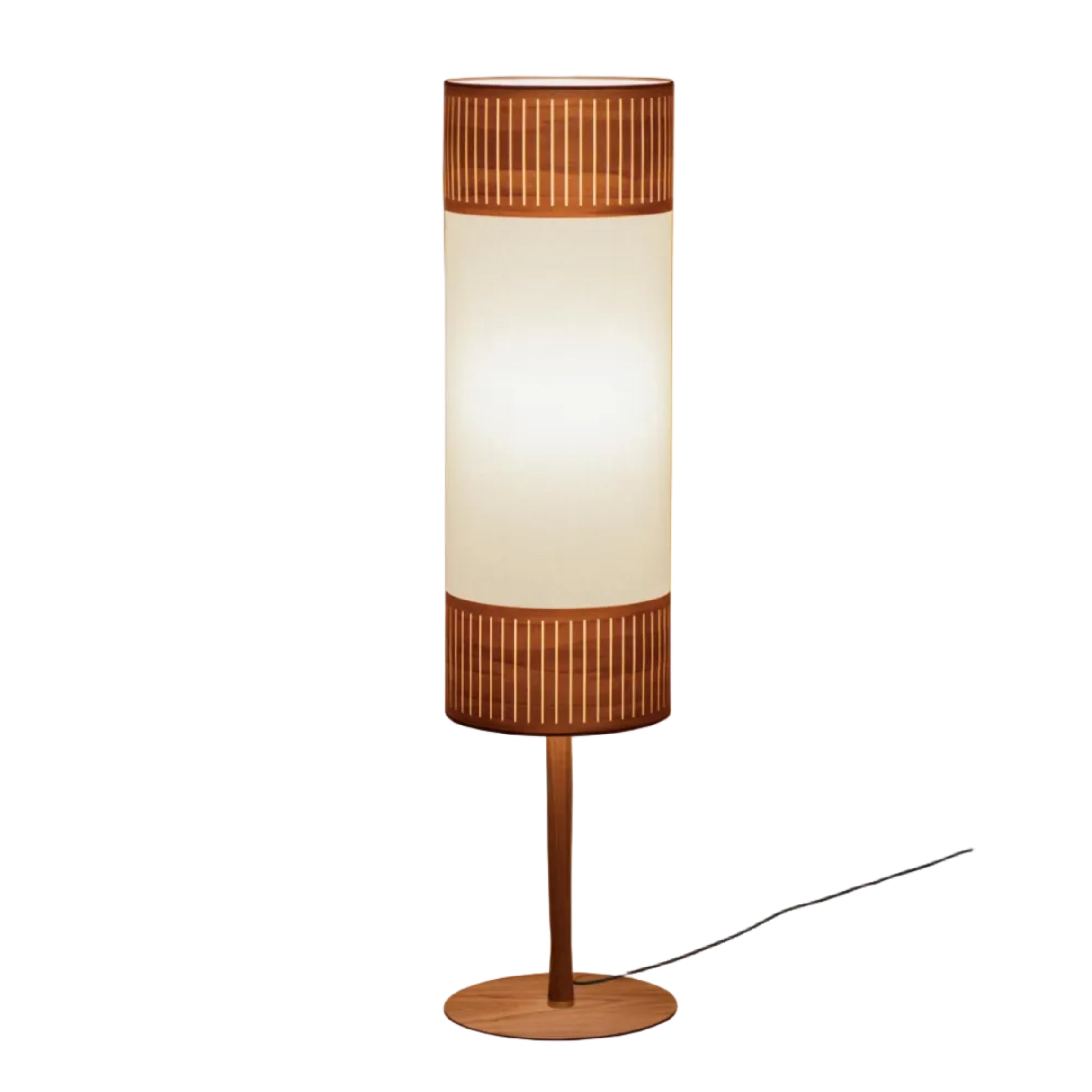 TAMIZ Floor Lamp in White with Walnut Wood