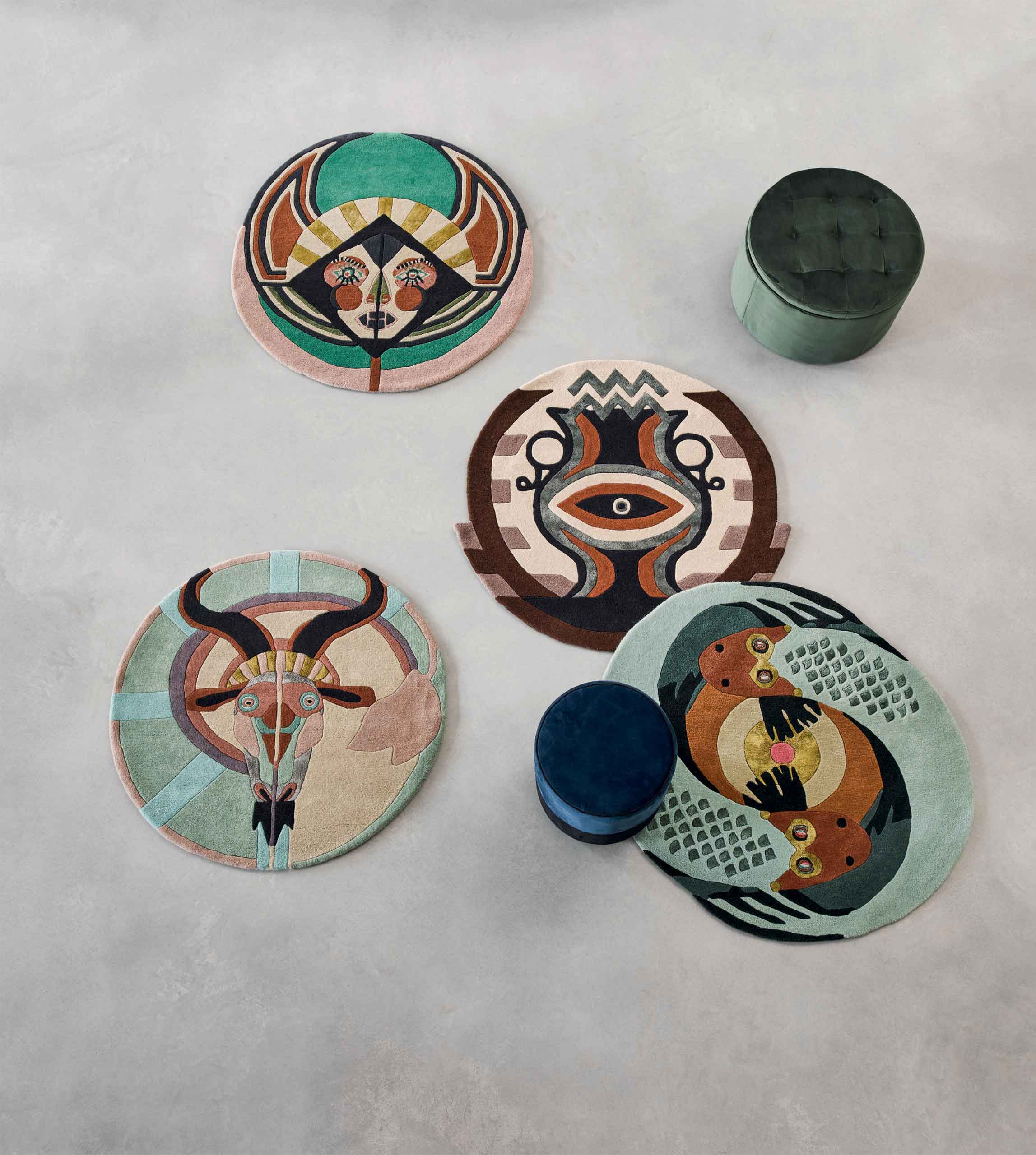 Round rug Zodiac Virgo beige-green