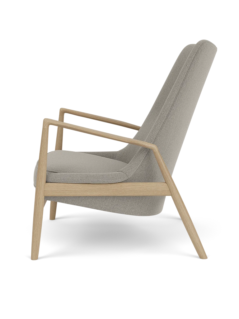 THE SEAL high-back armchair gray with oak base