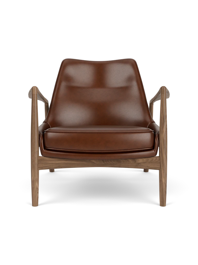 THE SEAL armchair brown leather with walnut base
