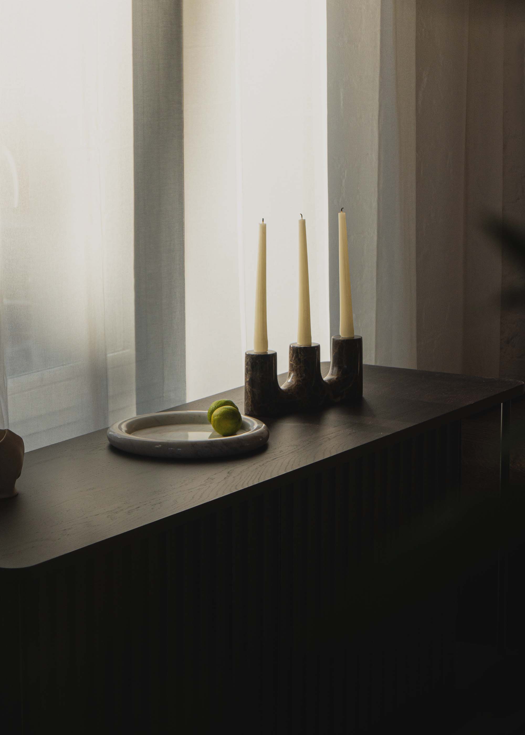 TRILO travertine candlestick