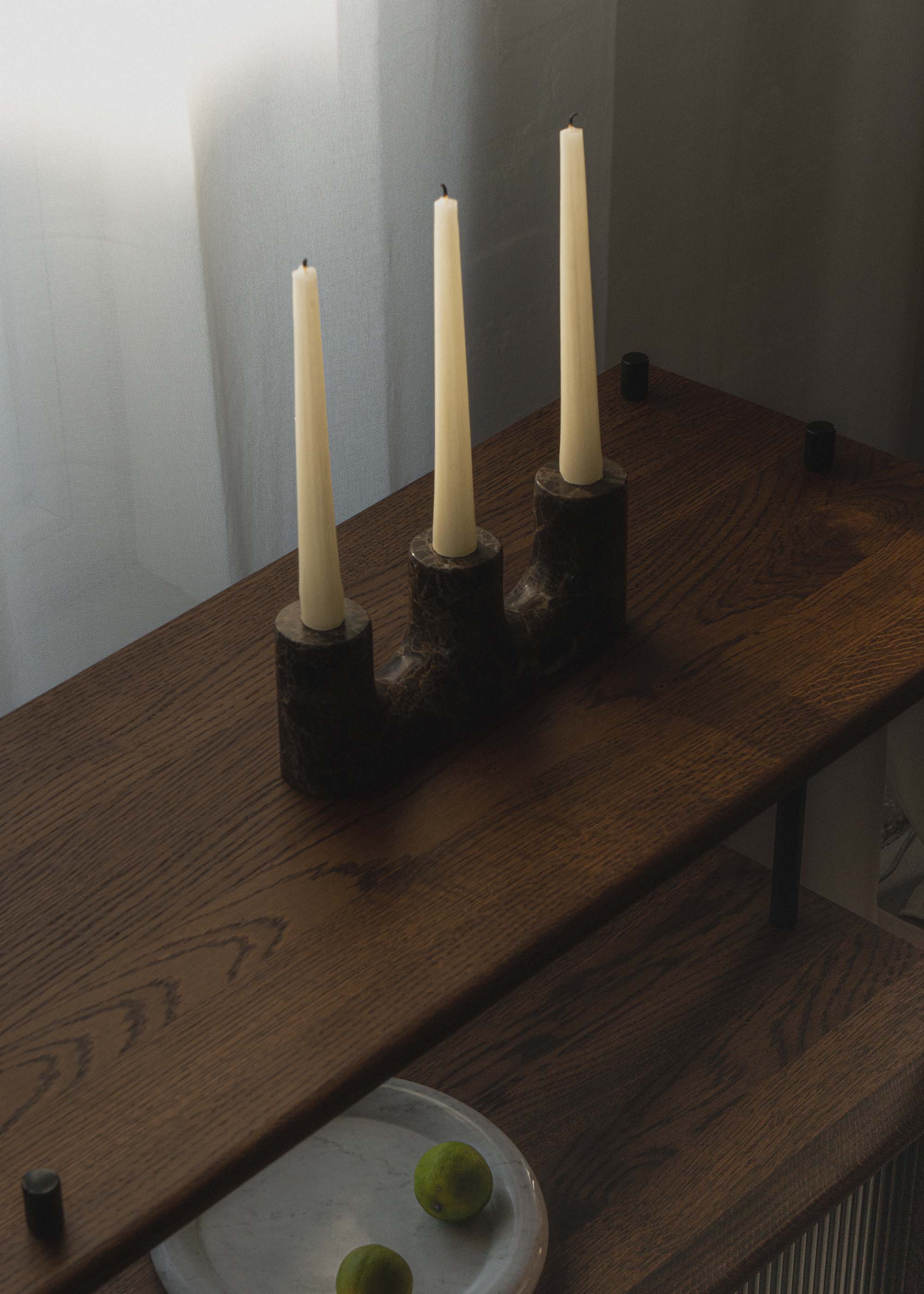 TRILO travertine candlestick