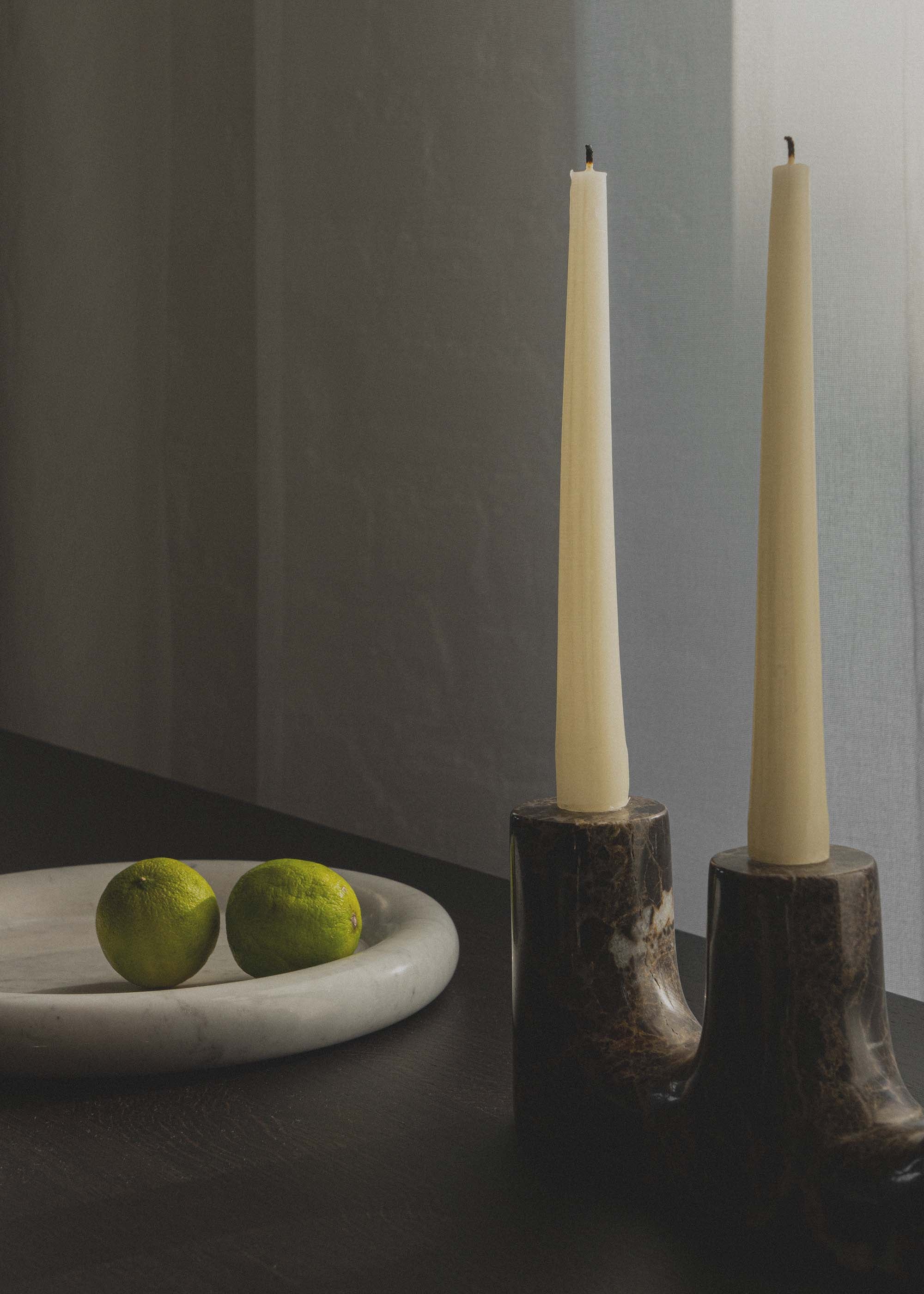 TRILO travertine candlestick