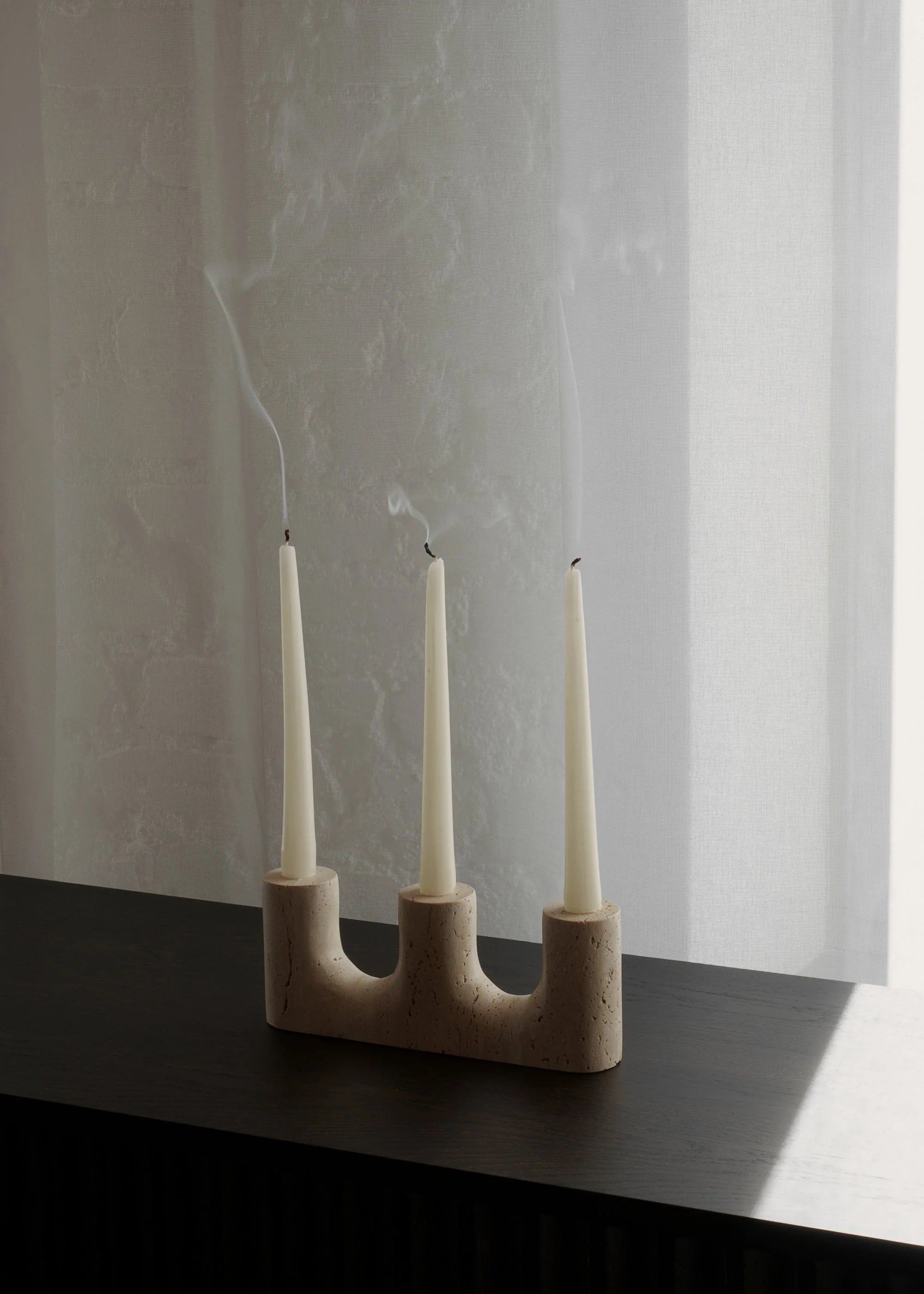 TRILO travertine candlestick