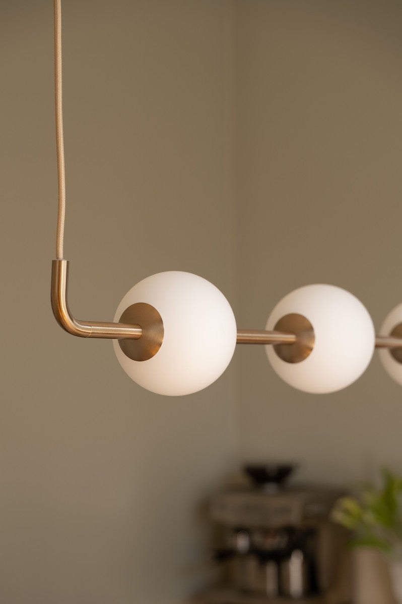 Pendelleuchte AUDREY LINEAR weiß mit goldener Einlage