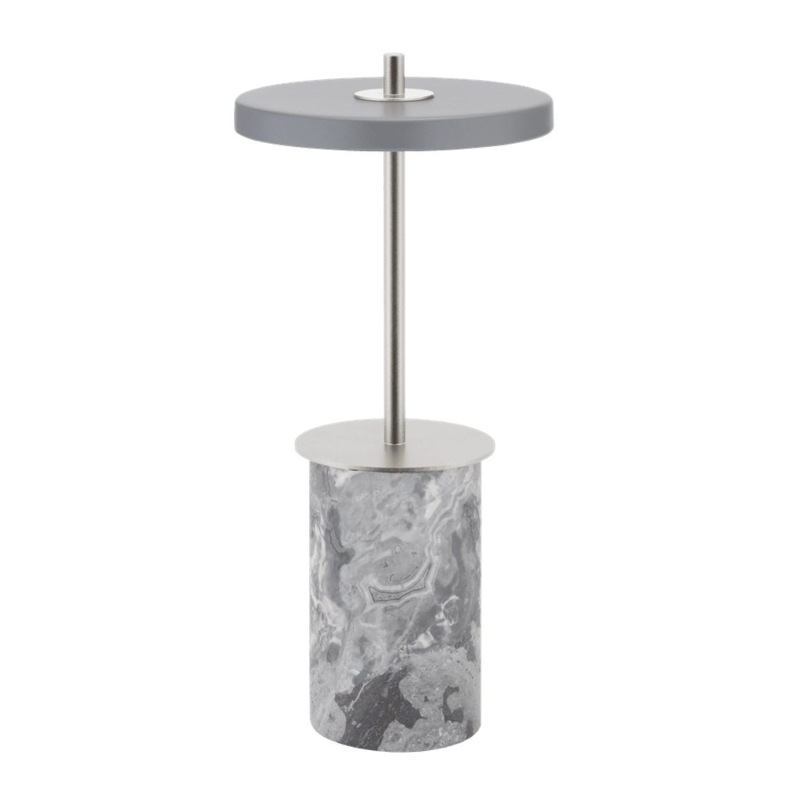 Tischlampe ASTERIA MOVE MINI grauer Marmor mit silbernem Einsatz