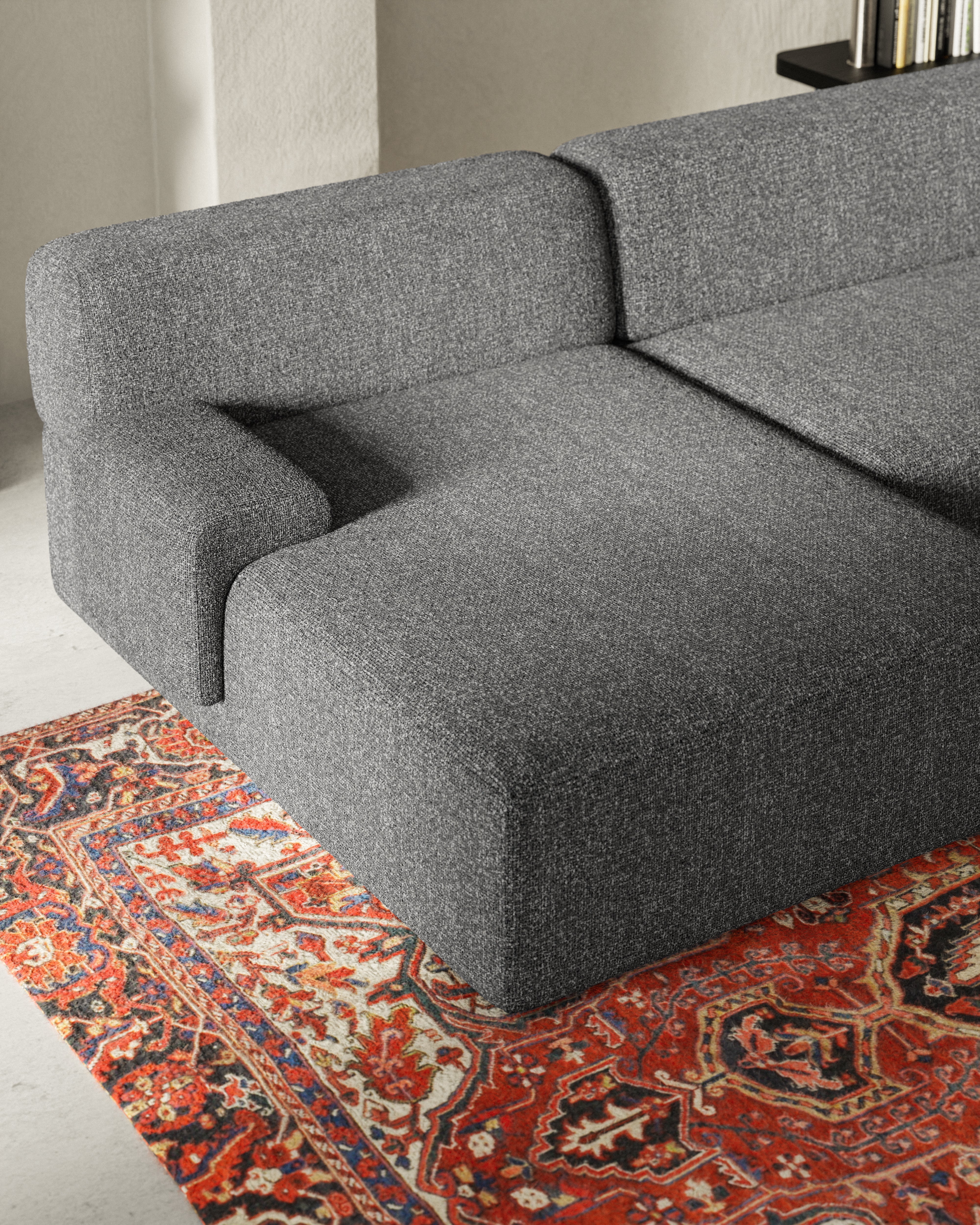 Offene modulare Eckcouch rechts UMI stein schwarz