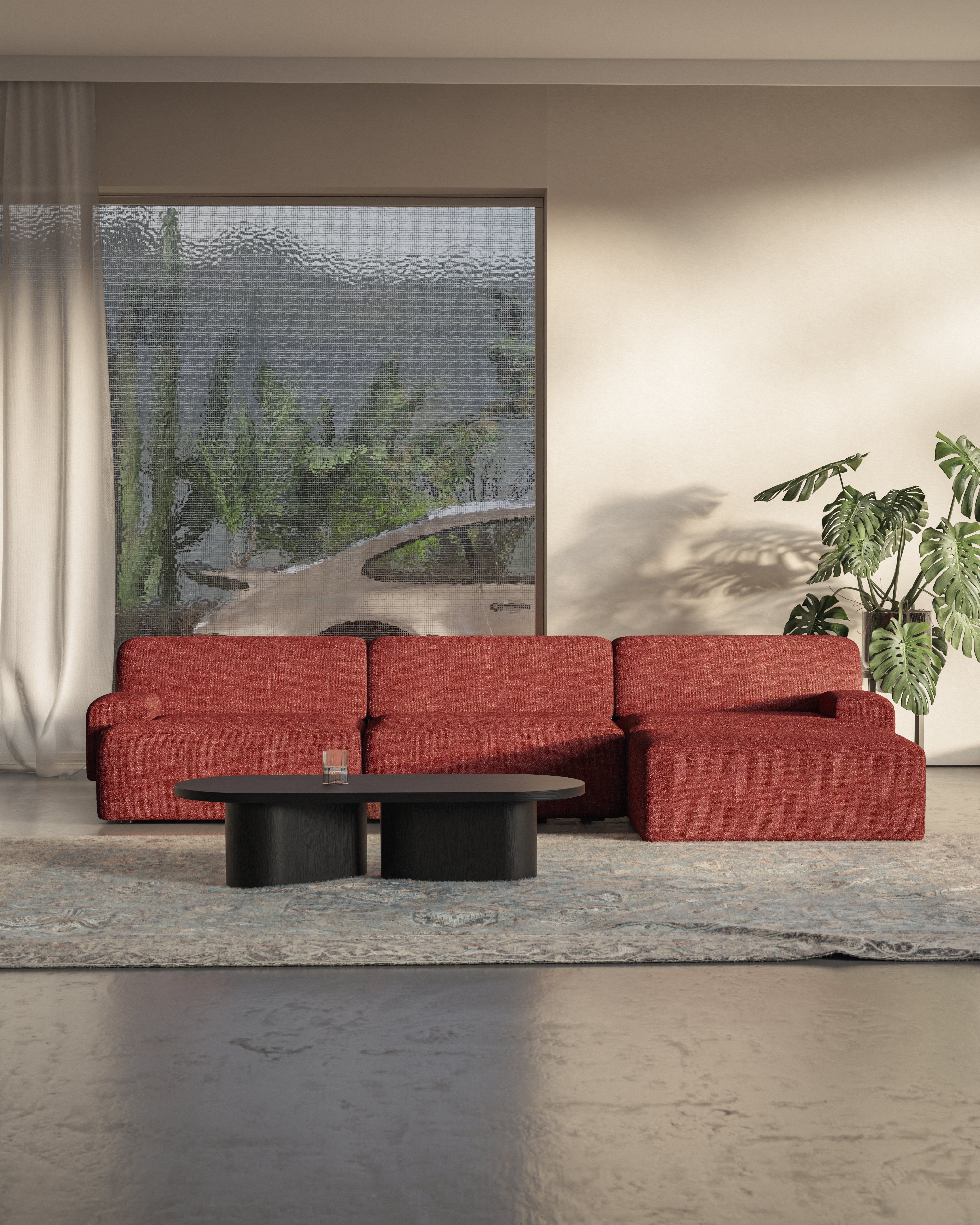 Modulares 3-Sitzer-Sofa UMI kastanienrot