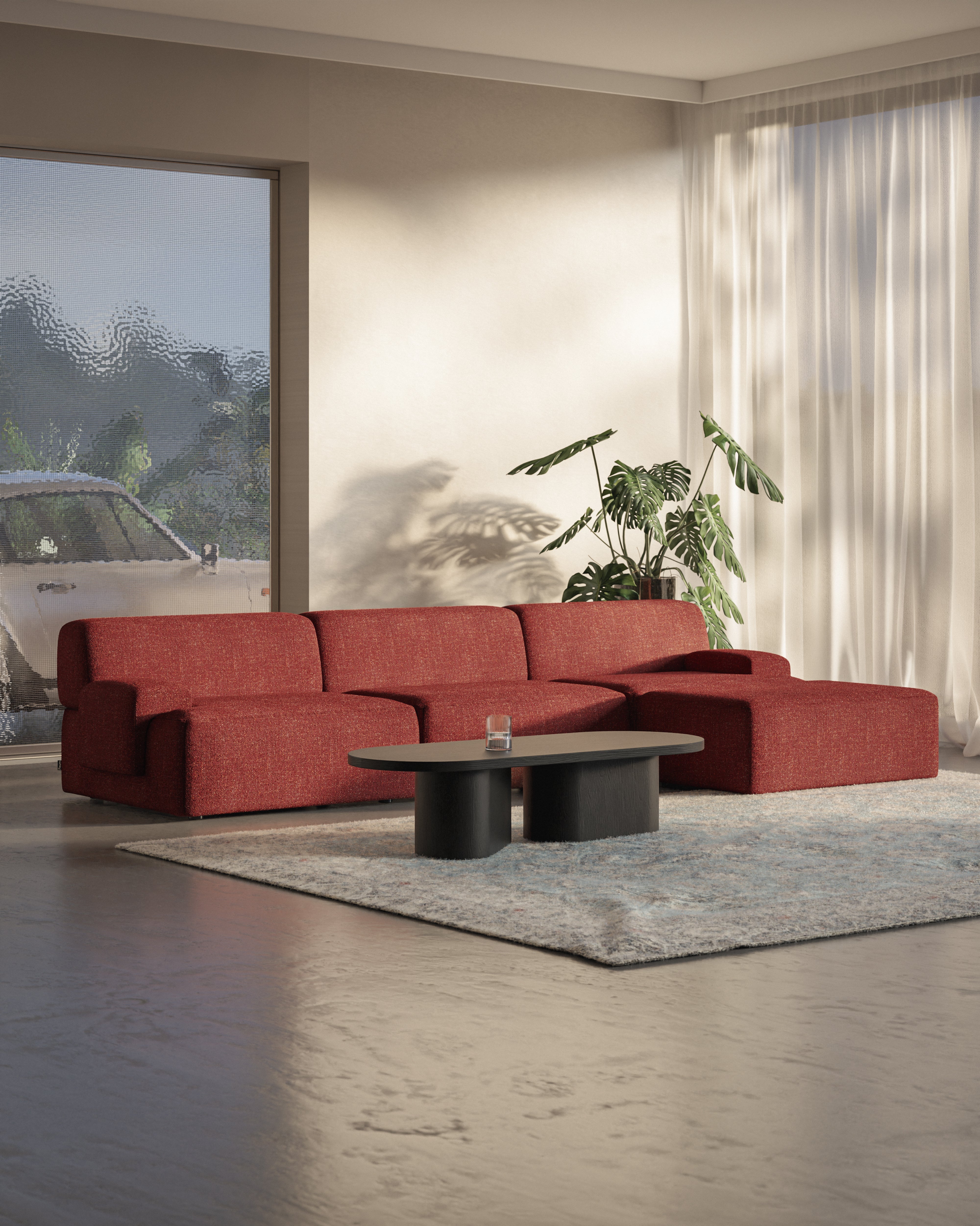 Modulares 3-Sitzer-Sofa UMI kastanienrot