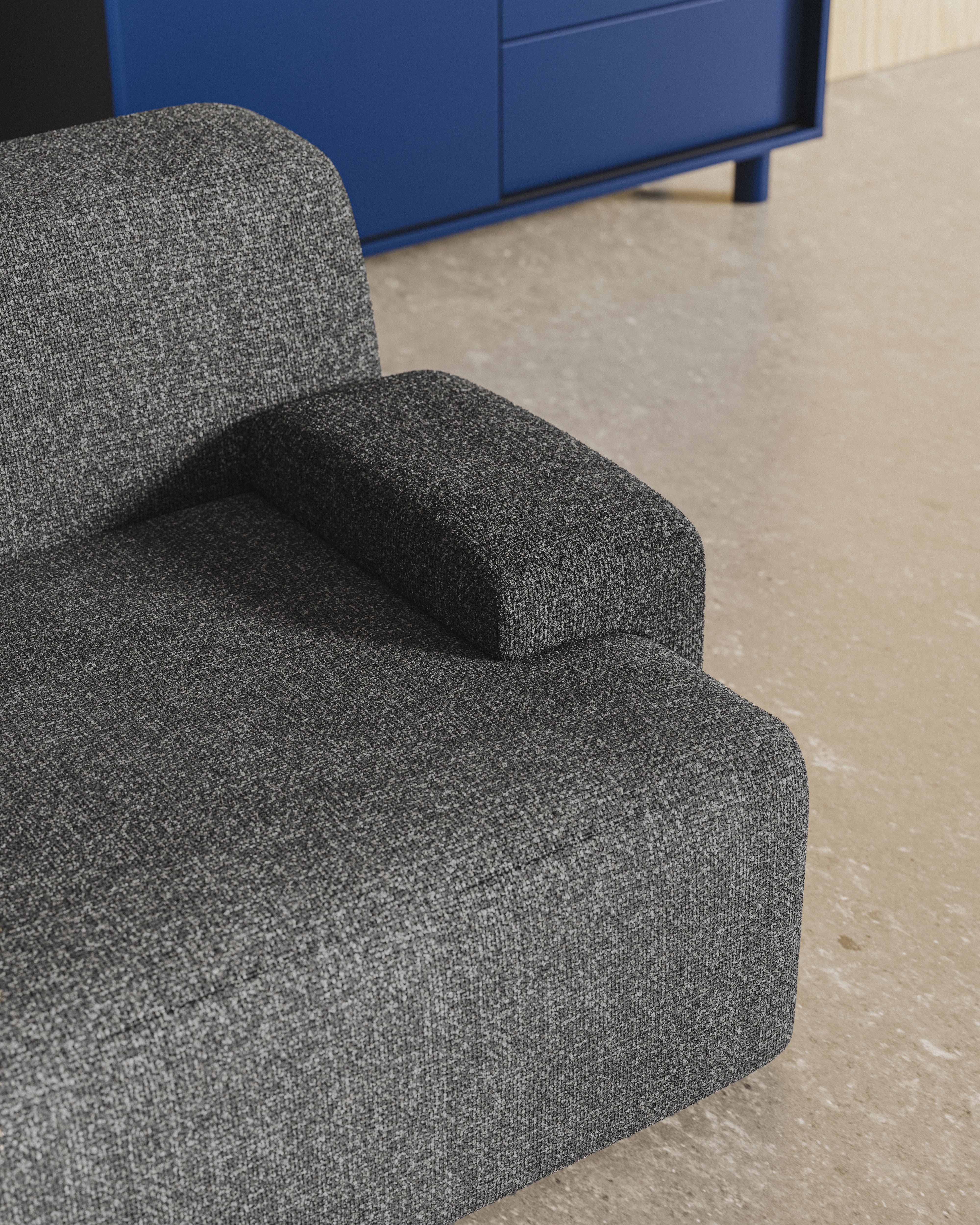 Modulares 3-Sitzer-Sofa UMI in Steingrau
