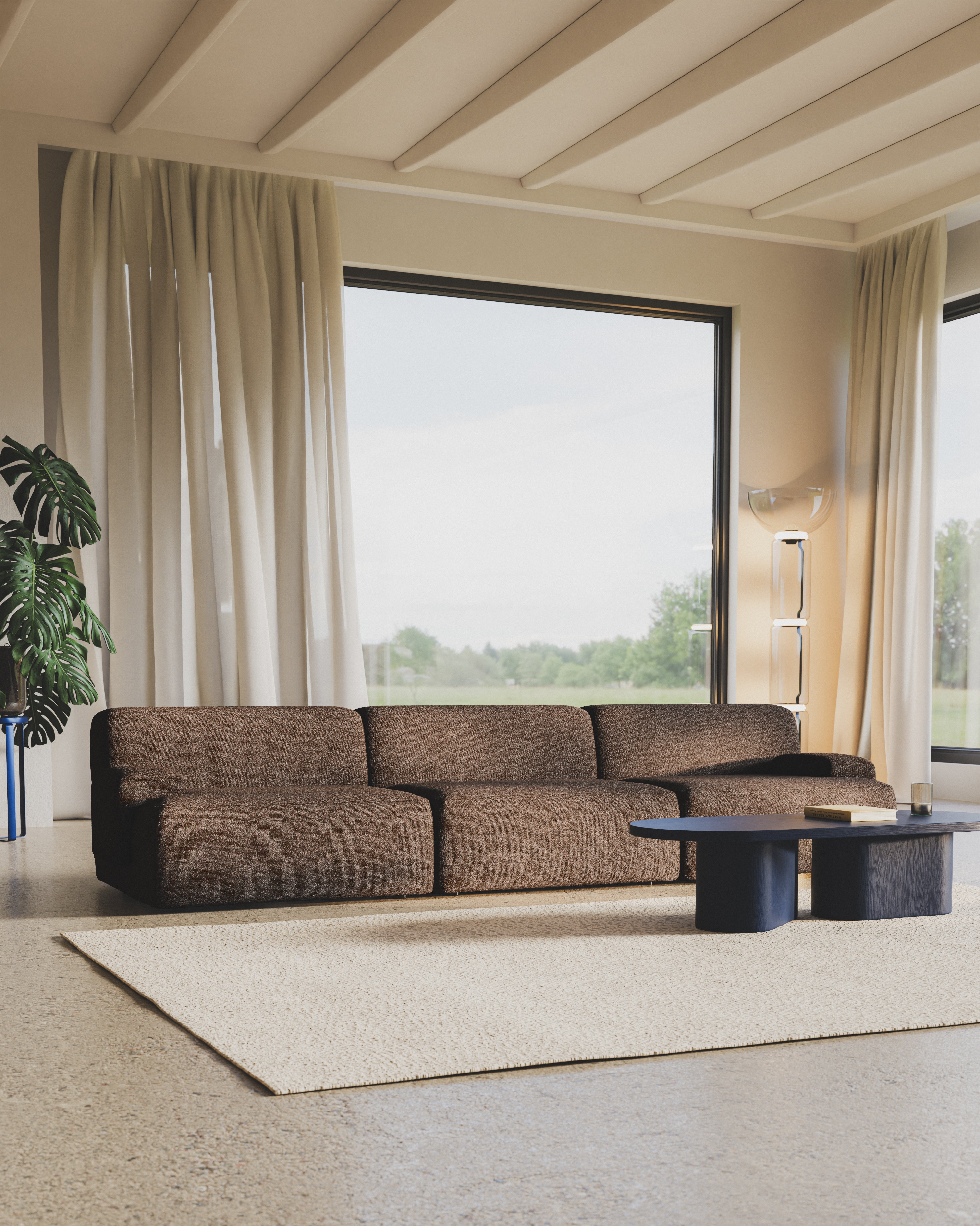 UMI brown modular 3-seater sofa