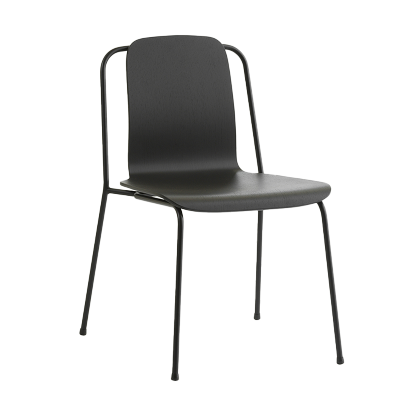 Studiostuhl schwarze Furnierasche mit einer schwarzen Basis