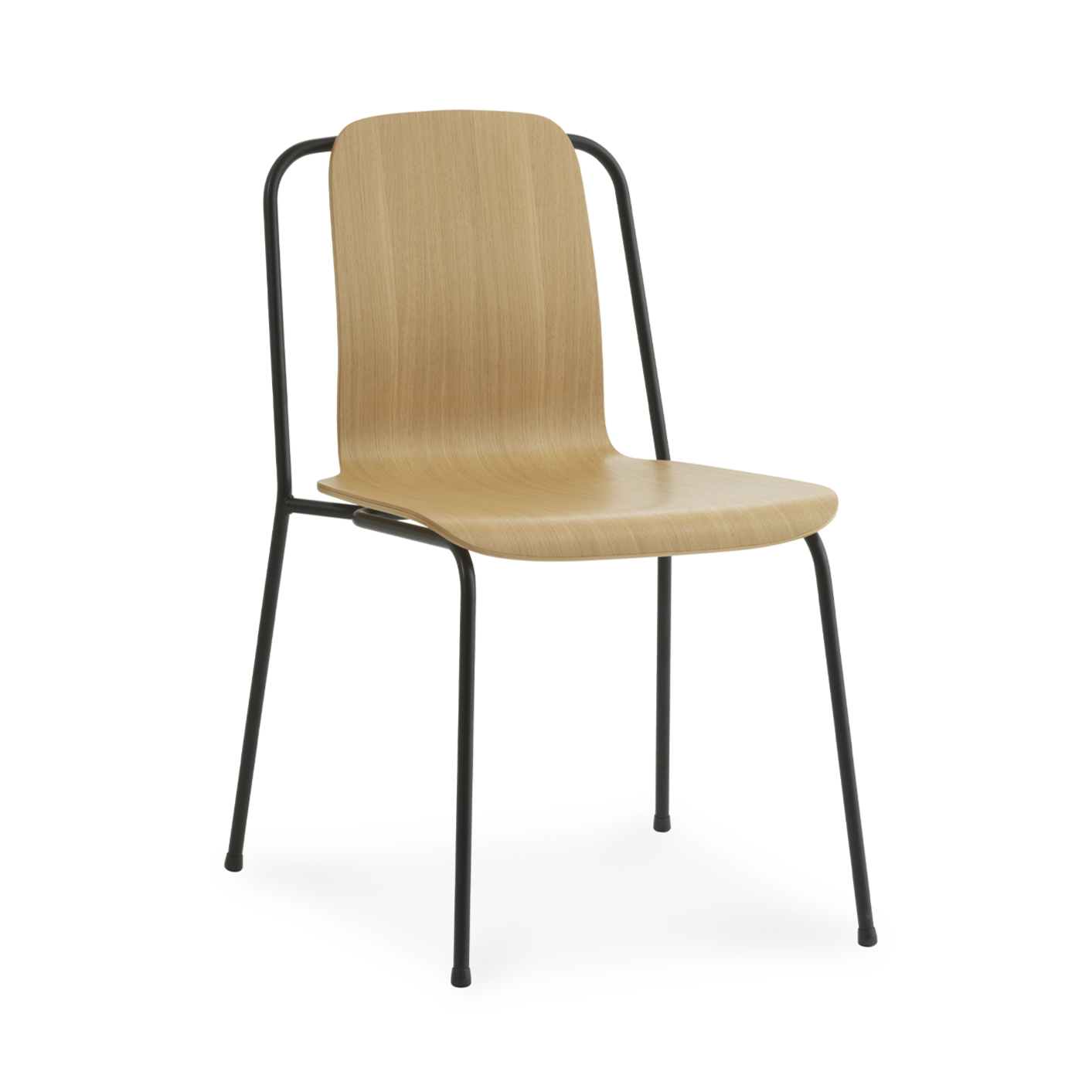 Dębowy Furnierstudio Stuhl mit einer schwarzen Basis