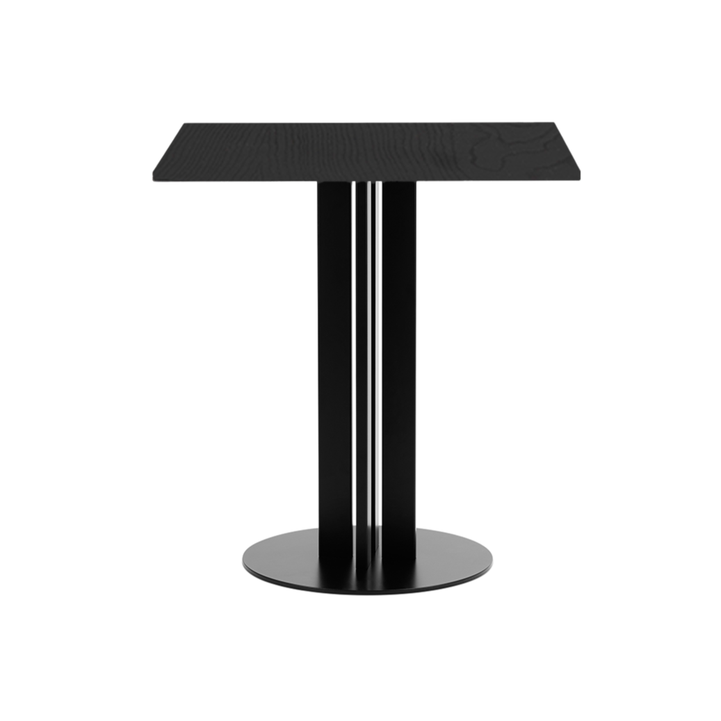 Cafe Table Scala Black Vened Top mit einer schwarzen Basis