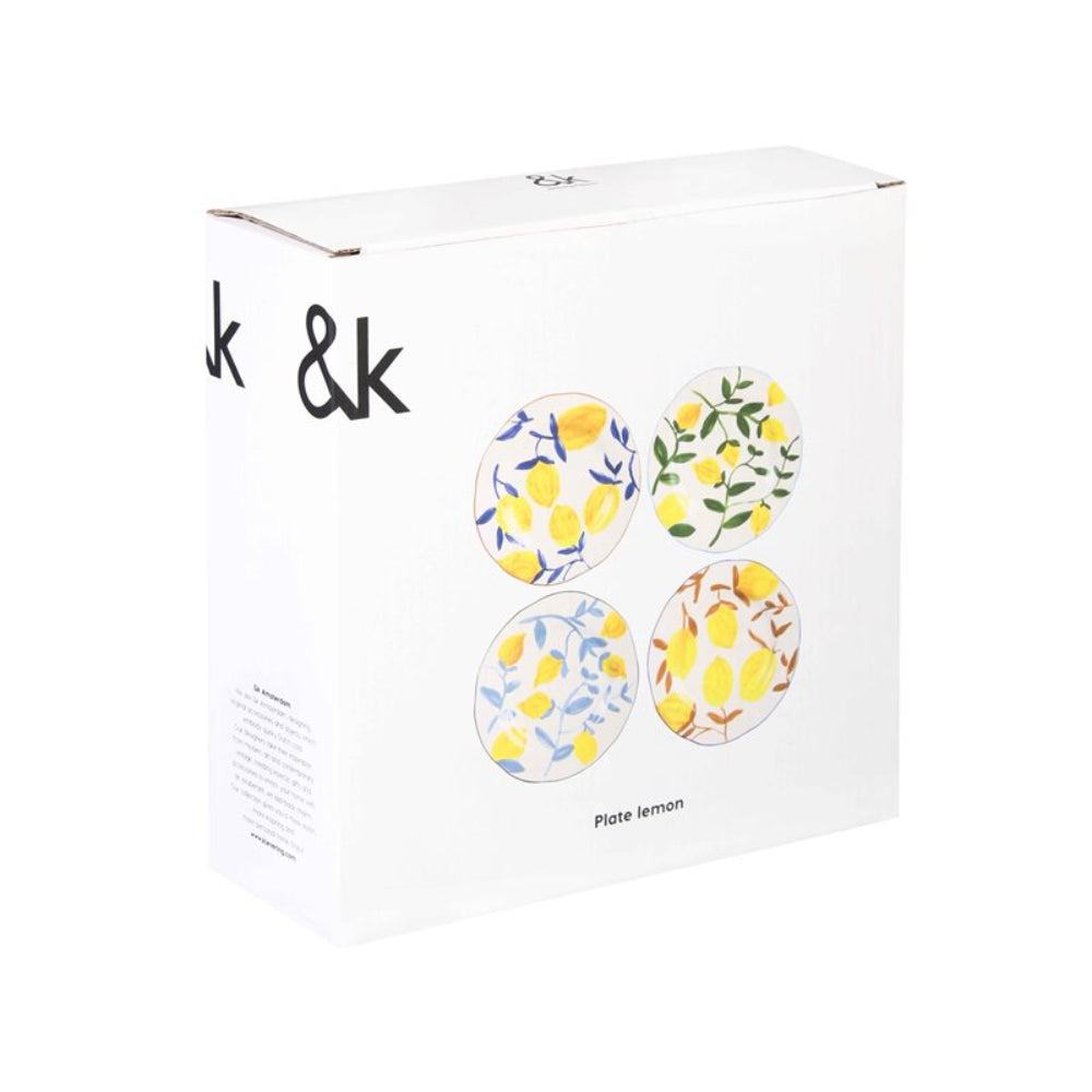 Set aus Untertassen LEMON TWIG farbige Keramik