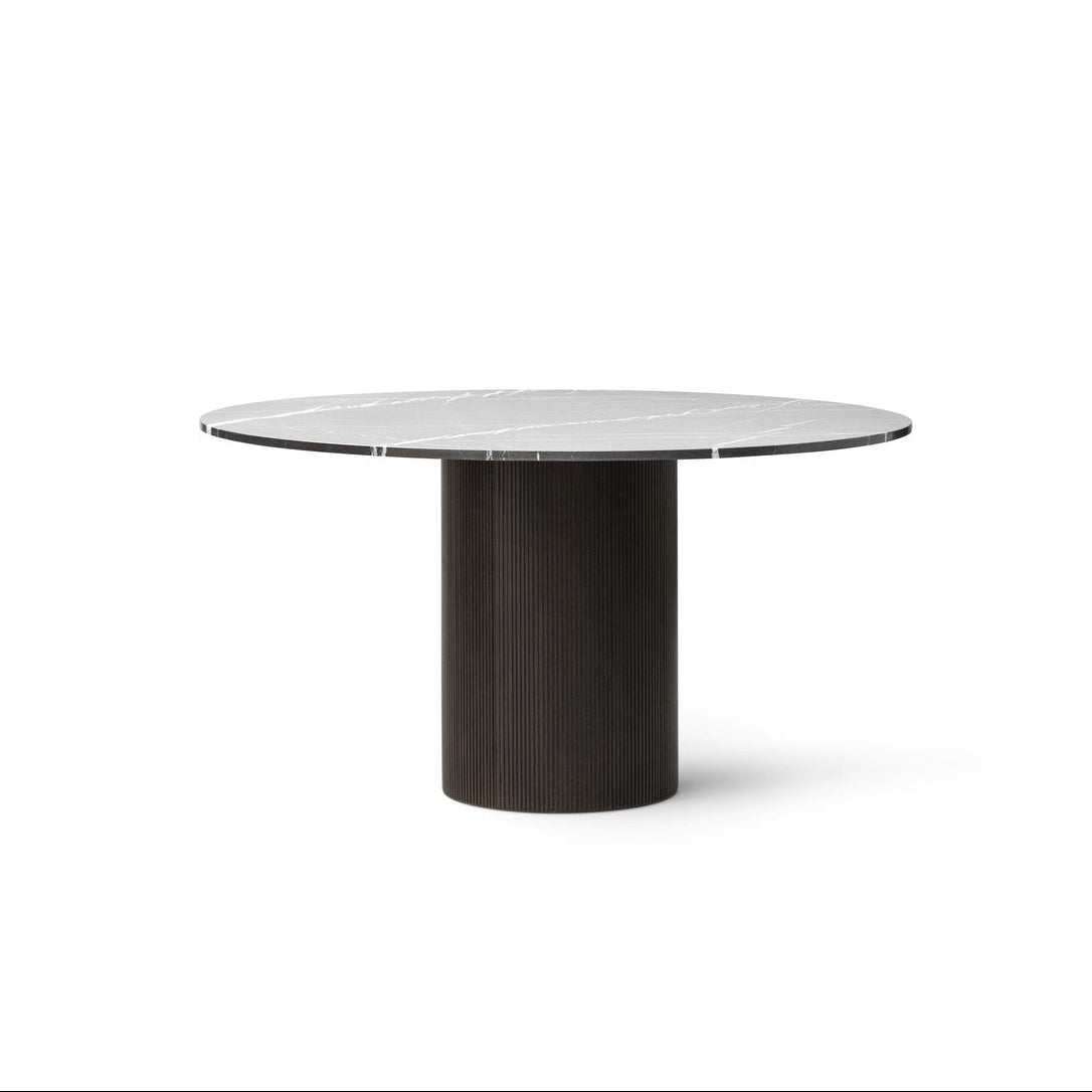 Round Table CABIN Gray Marble Top with Dark Oak Base