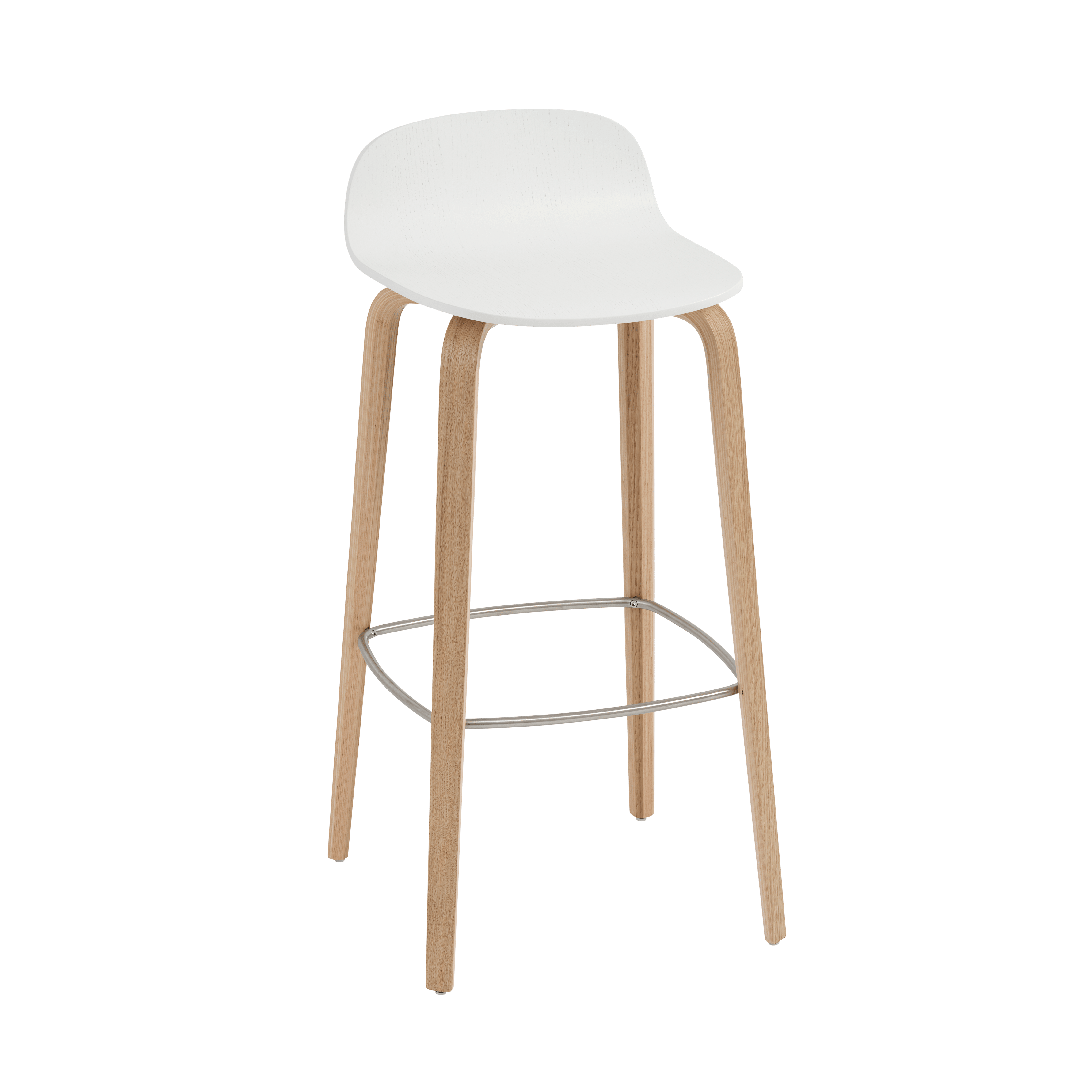 VISU Bar Stool White with Oak Base