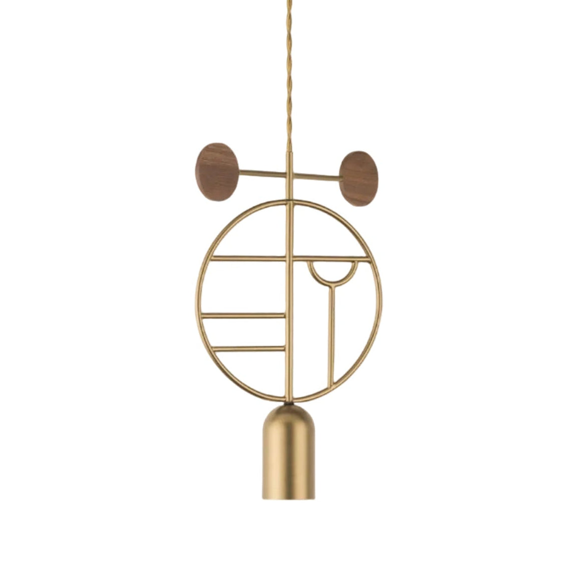 Pendelleuchte WOODEN DOTS WD06 messing mit Nussbaumholz