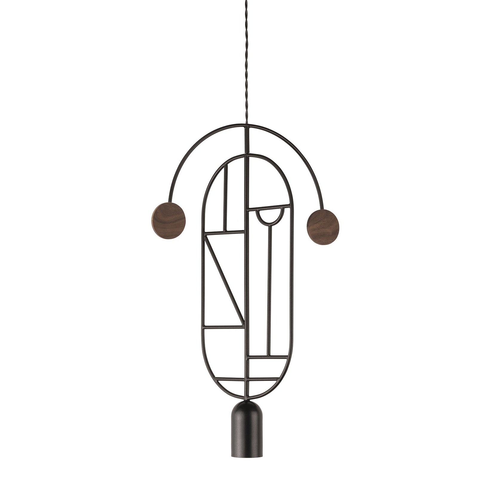 Pendelleuchte WOODEN DOTS WD07 grafit mit Nussbaumholz