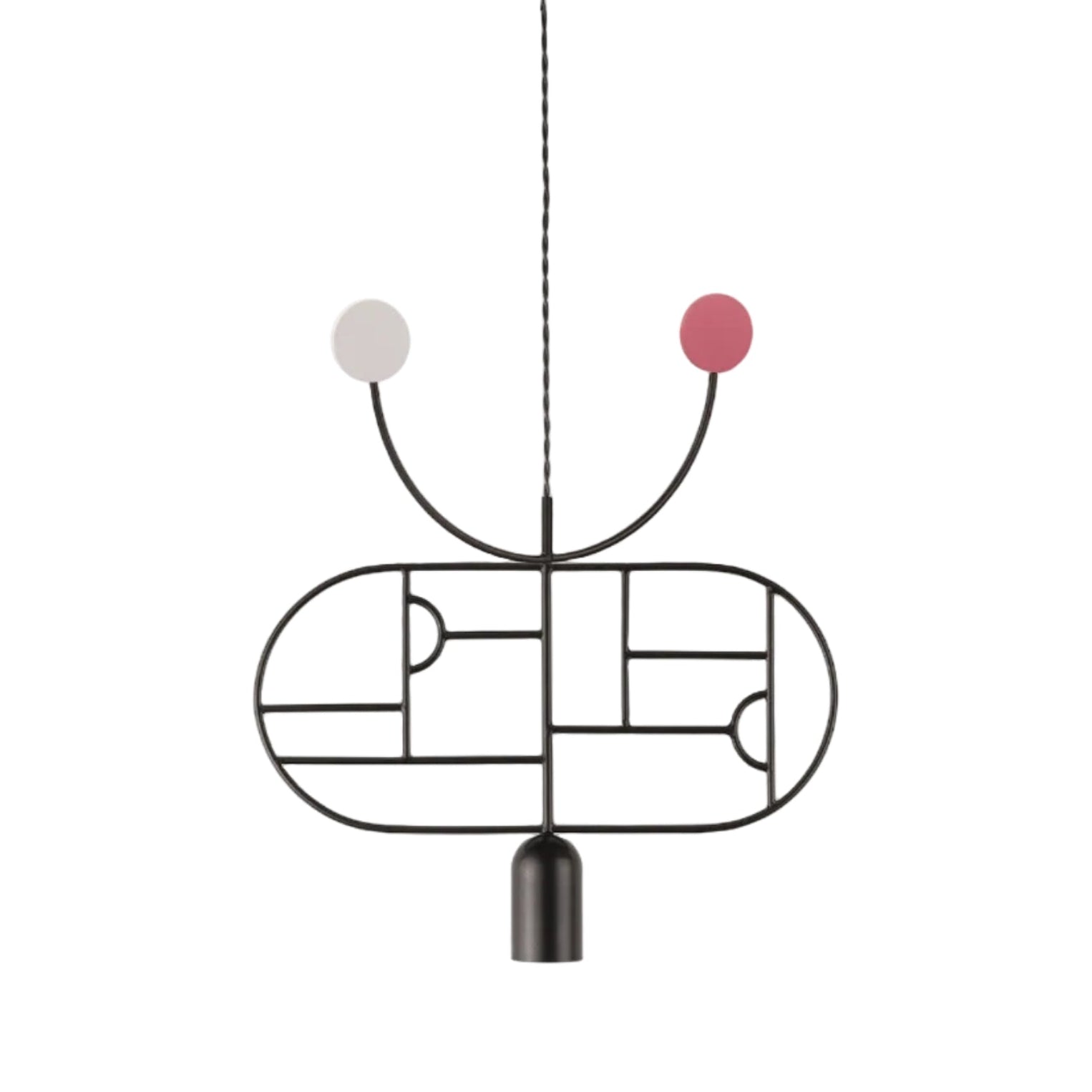 WOODEN DOTS WD08 Pendant Lamp in Graphite with Red and White