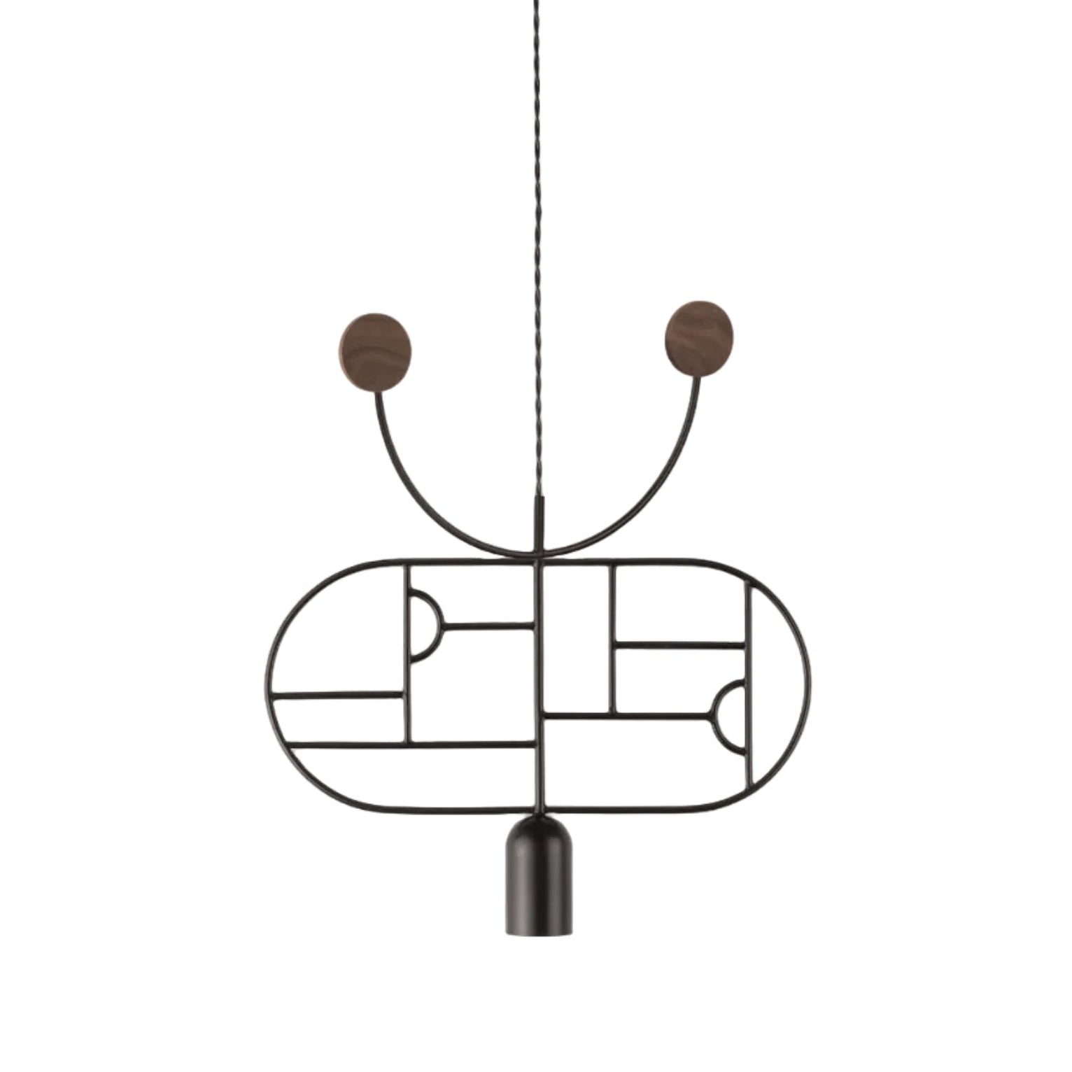Pendelleuchte WOODEN DOTS WD08 grafit mit Nussbaumholz