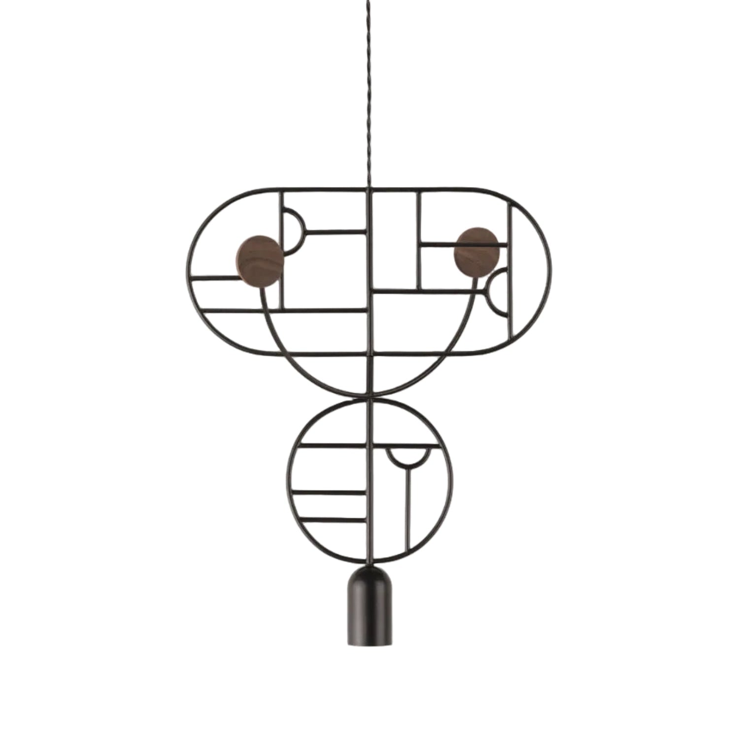 Pendelleuchte WOODEN DOTS WDS07 grafitfarben mit Nussbaumholz