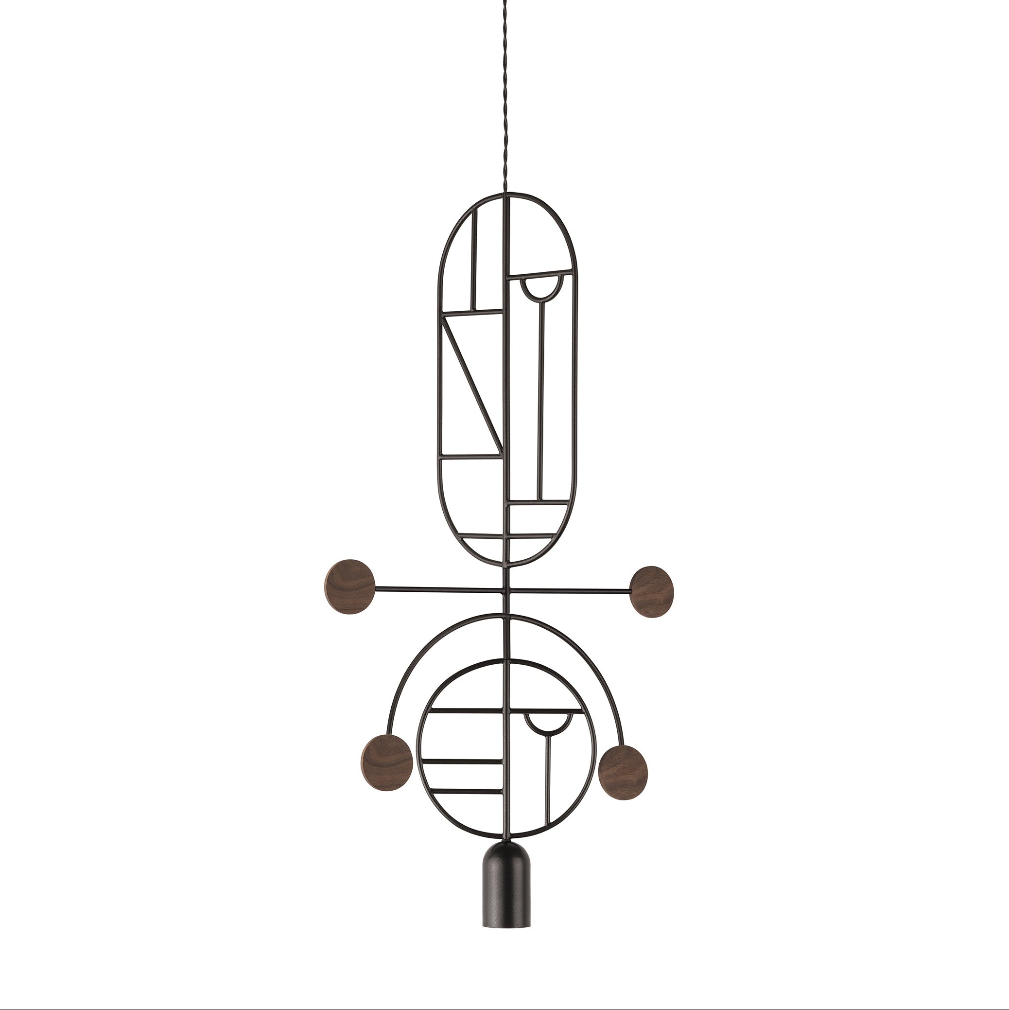 Pendelleuchte WOODEN DOTS WDS08 grafit mit Nussbaumholz