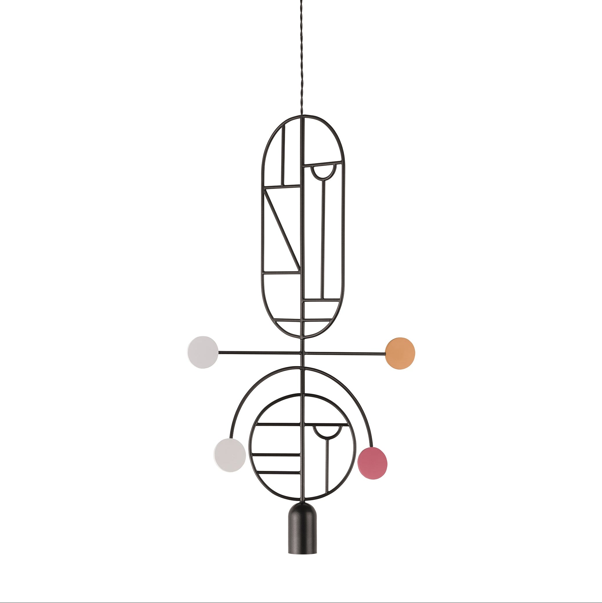 WOODEN DOTS WDS08 Pendant Lamp in Graphite with White and Red