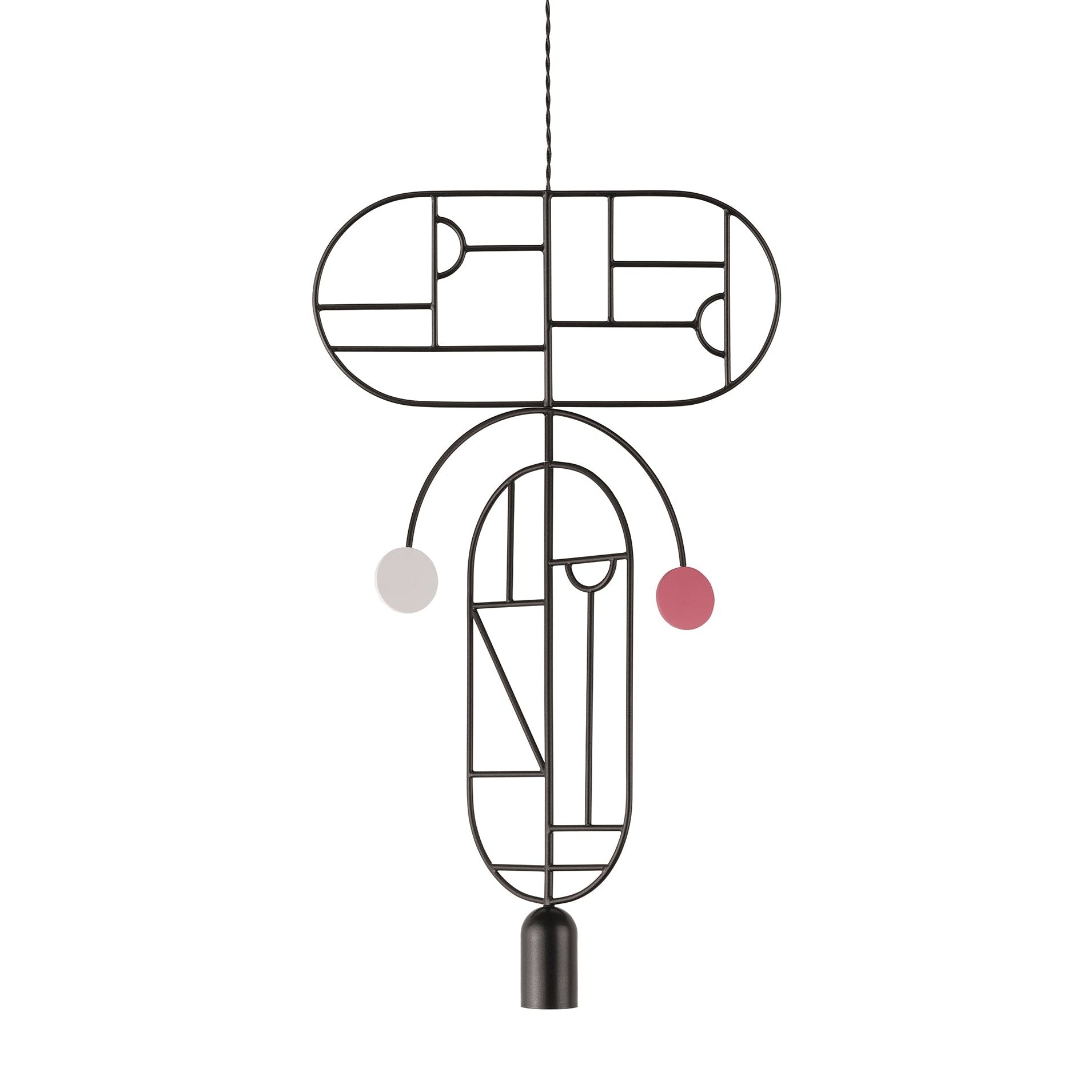 WOODEN DOTS WDS09 Pendant Lamp in Graphite with White and Red
