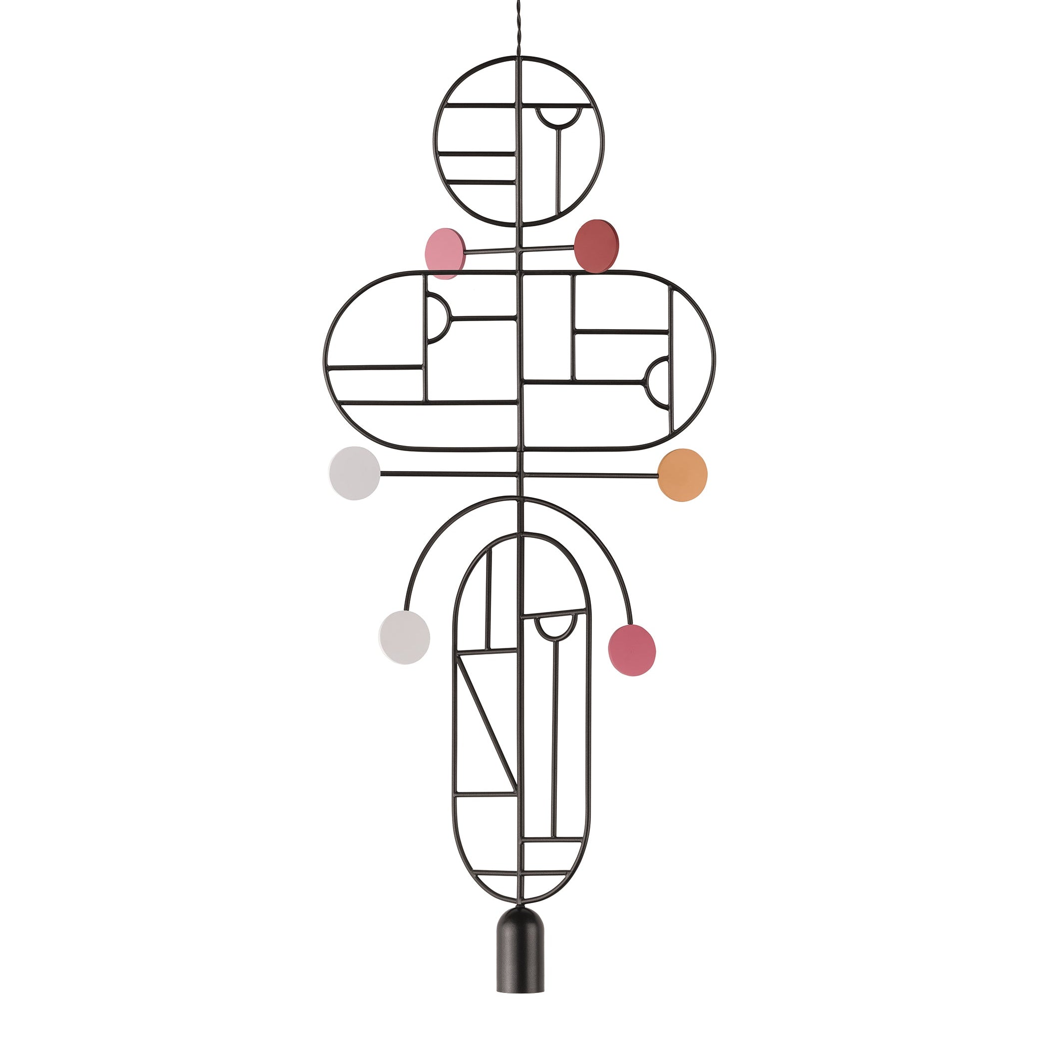 WOODEN DOTS WDS19 Pendant Lamp in Graphite with Shades of Red and White