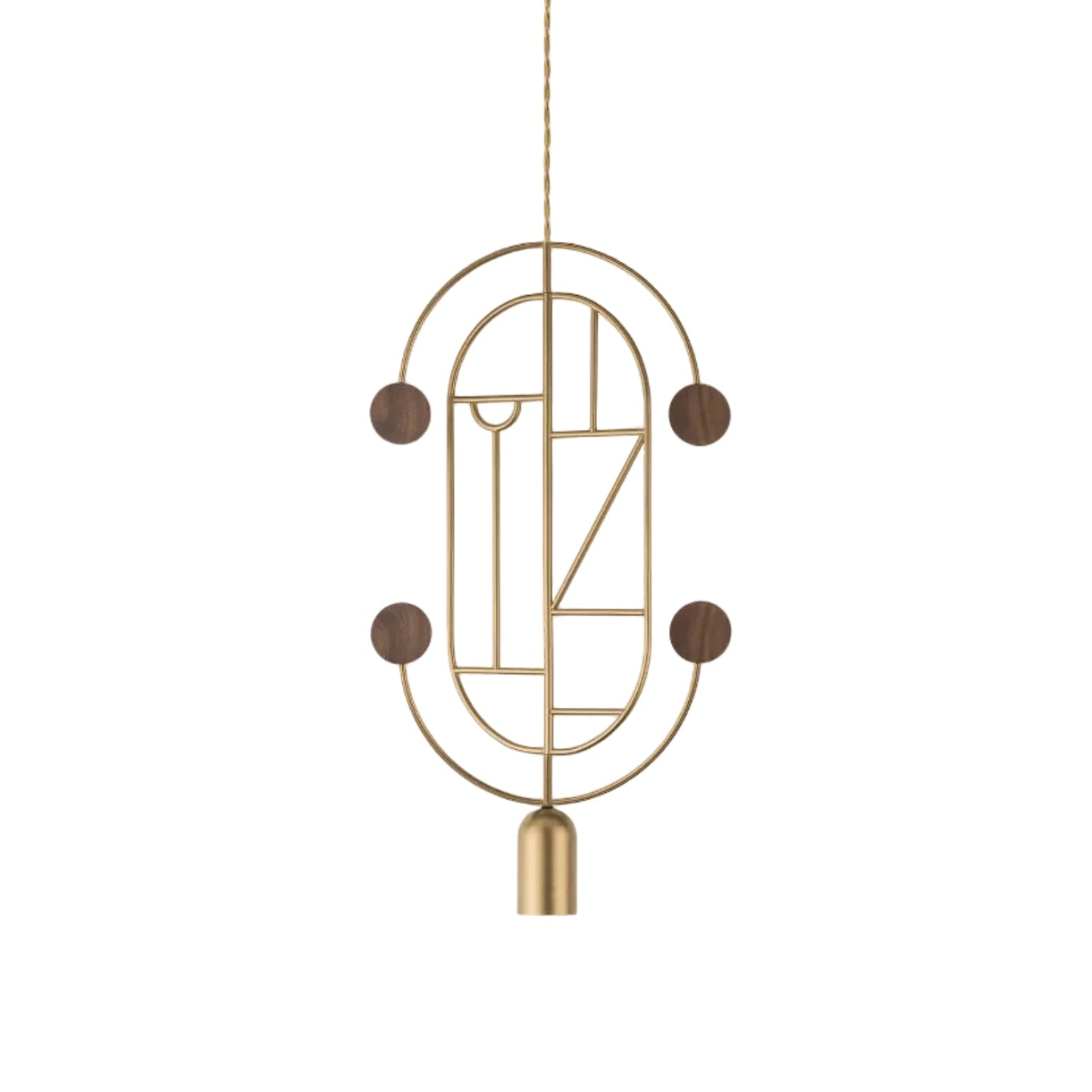 Pendelleuchte WOODEN DOTS WDS04 messing mit Nussbaumholz