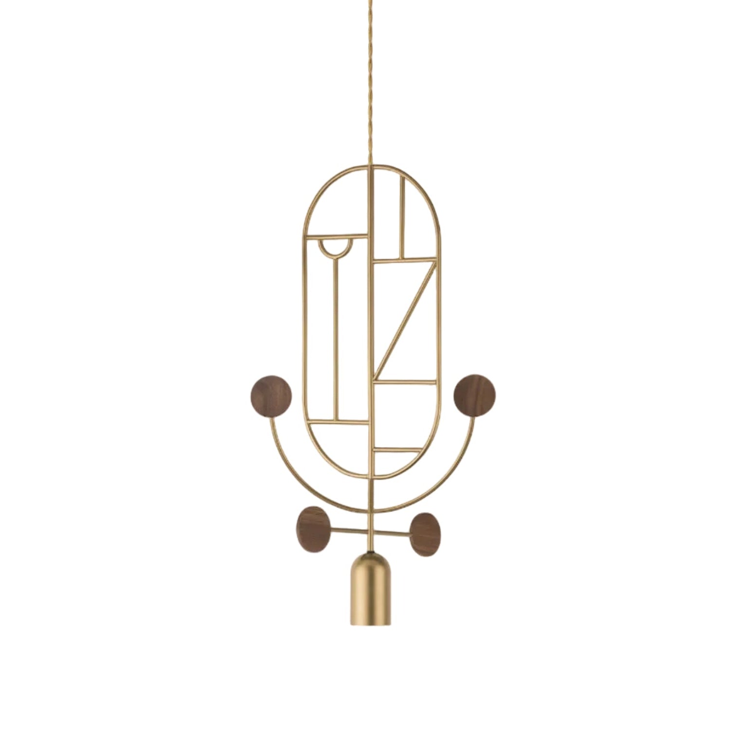 Pendelleuchte WOODEN DOTS WDS05 messing mit Nussbaumholz