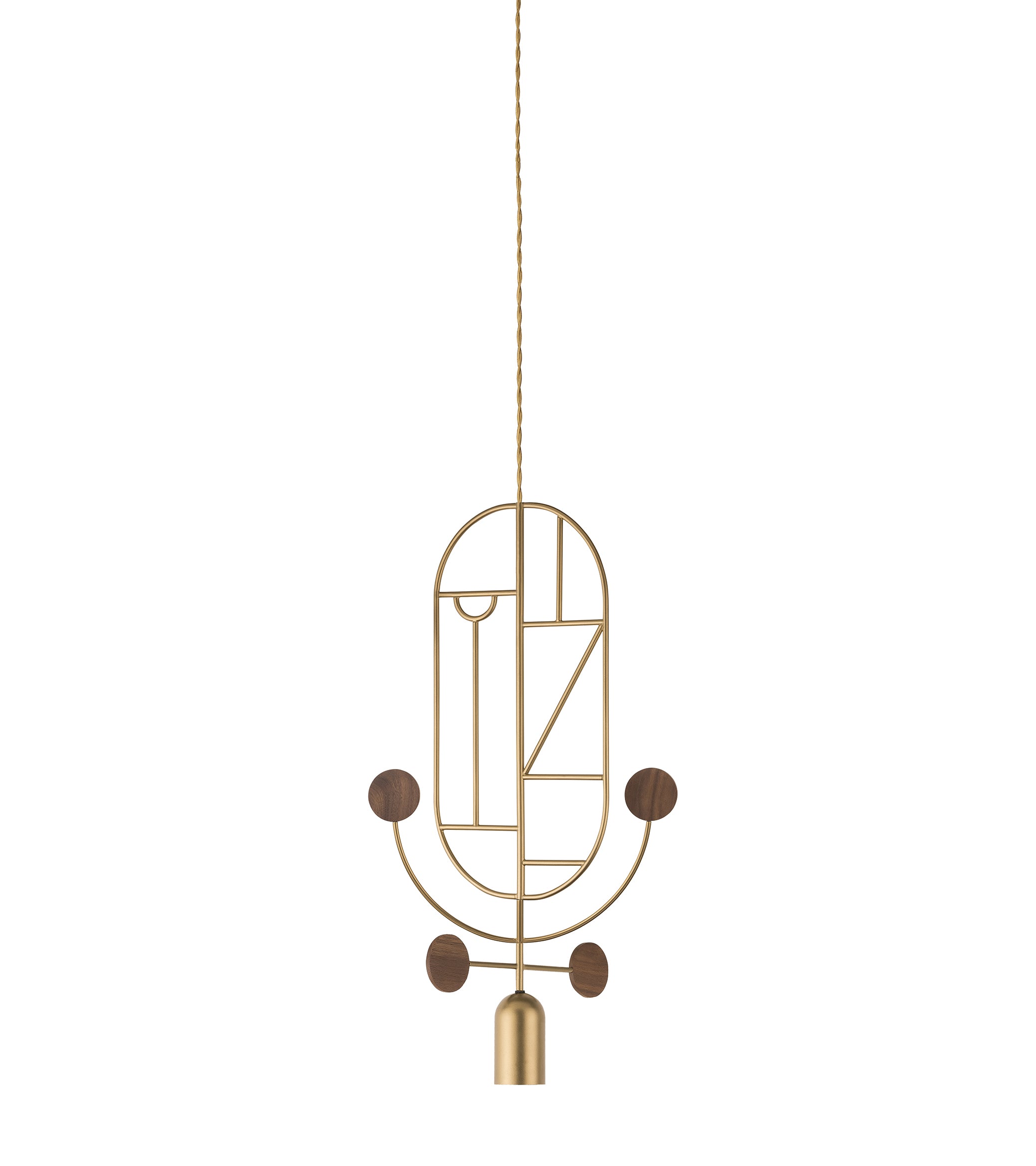 Pendelleuchte WOODEN DOTS WDS05 messing mit Nussbaumholz