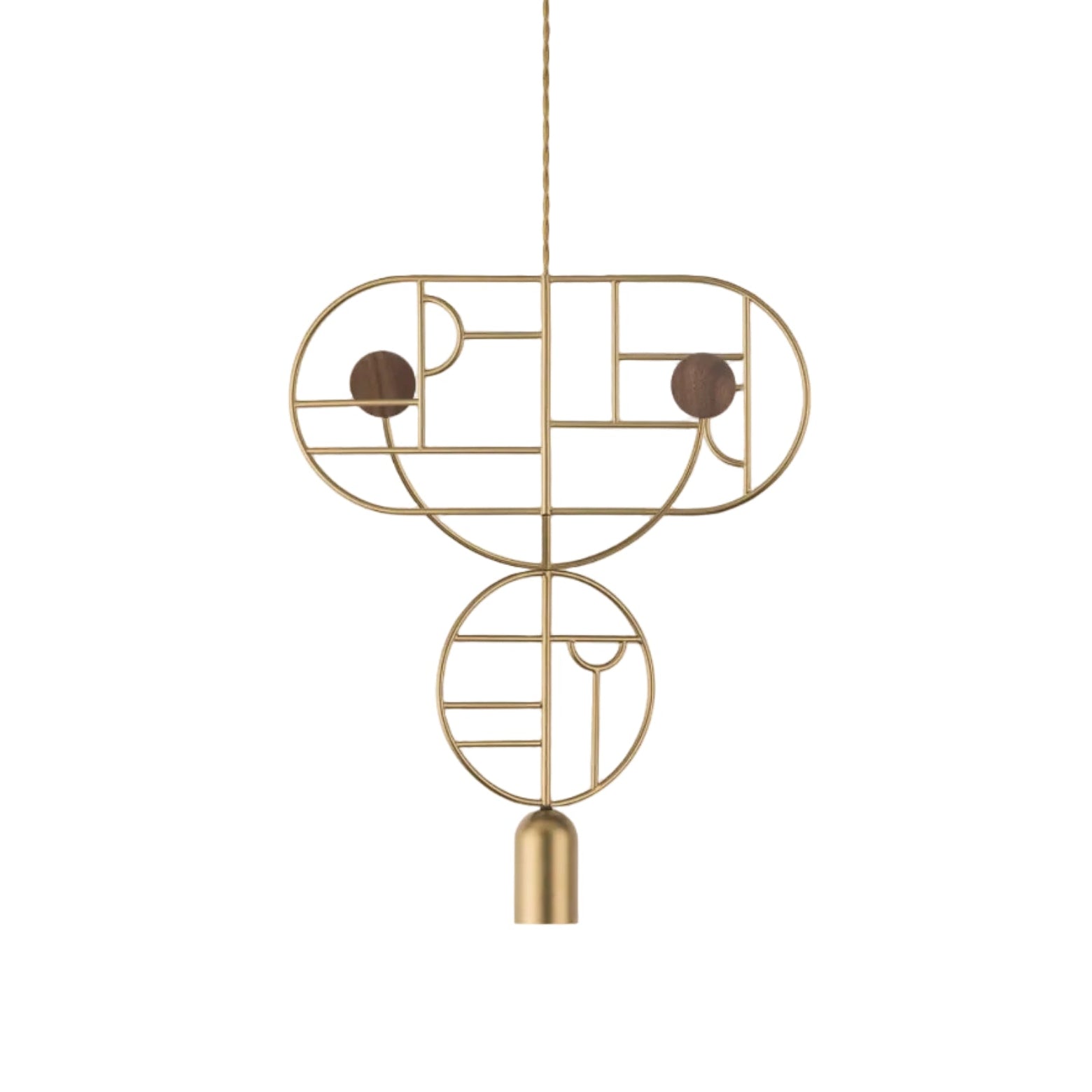 Pendelleuchte WOODEN DOTS WDS07 messing mit Nussbaumholz