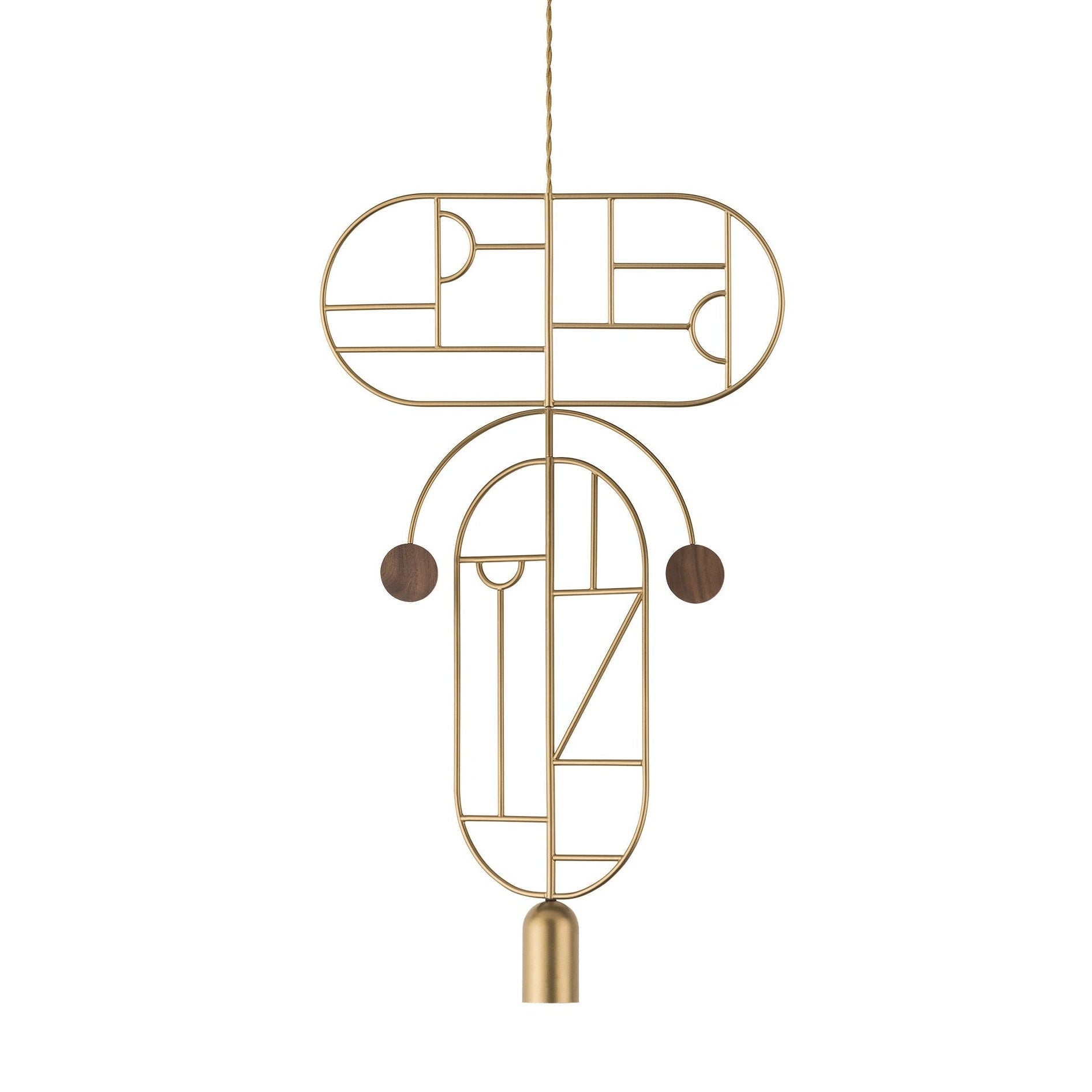 Lampa wisząca WOODEN DOTS WDS09 mosiężny z drewnem orzechowym – Nomon
