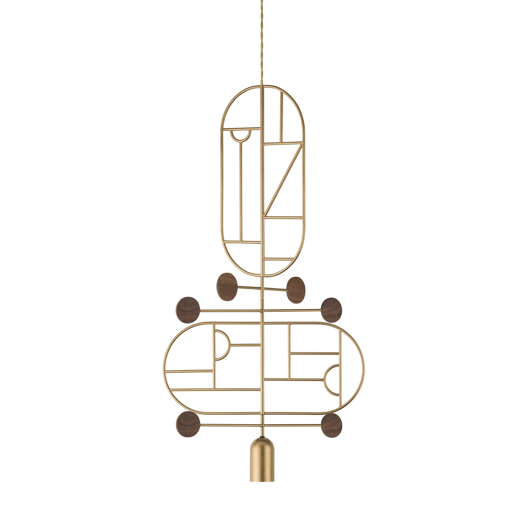 WOODEN DOTS WDS13 Pendant Lamp in Brass with Walnut Wood