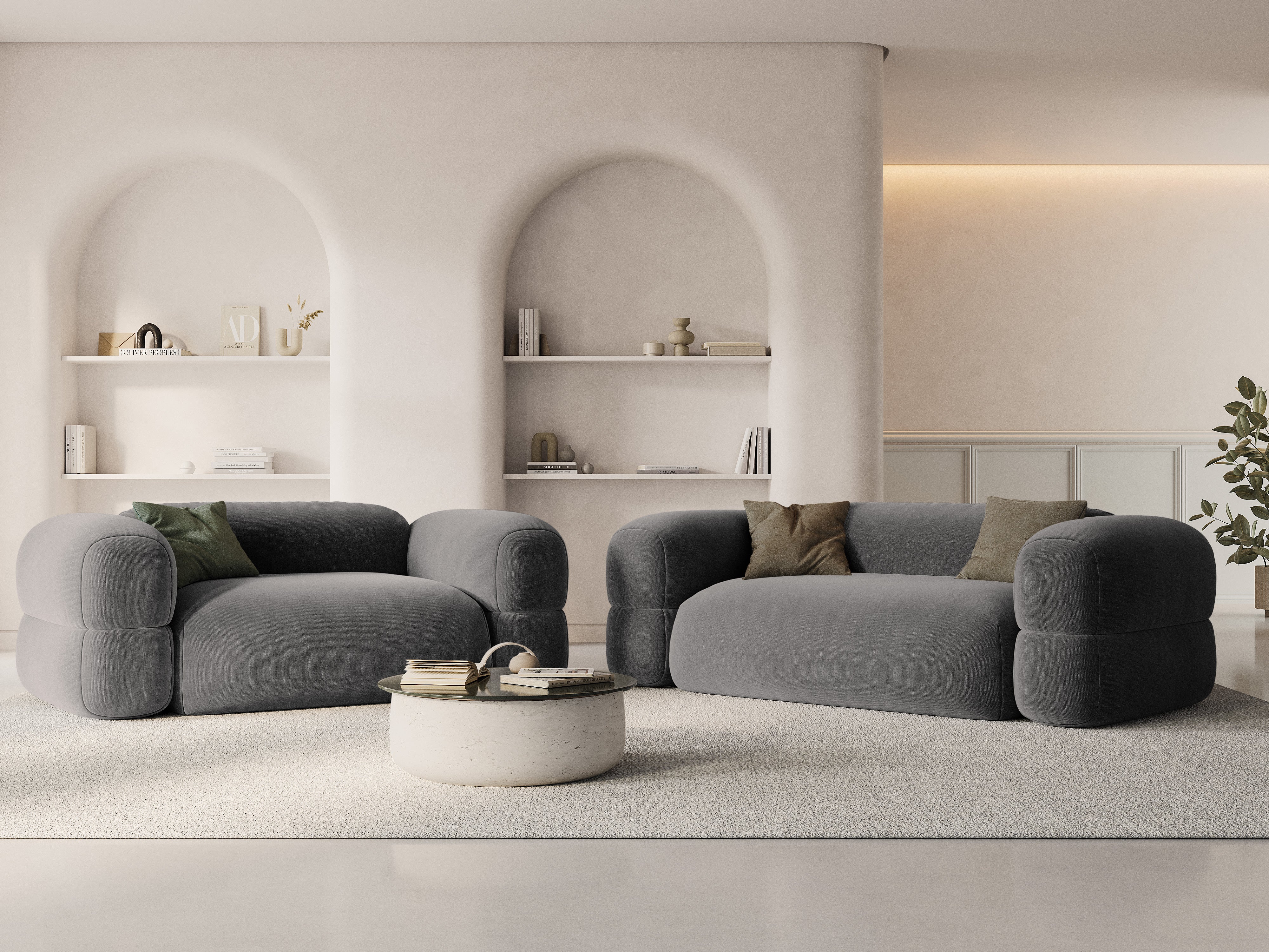 Sofa aus Samt 2-sitzig ROGER grau