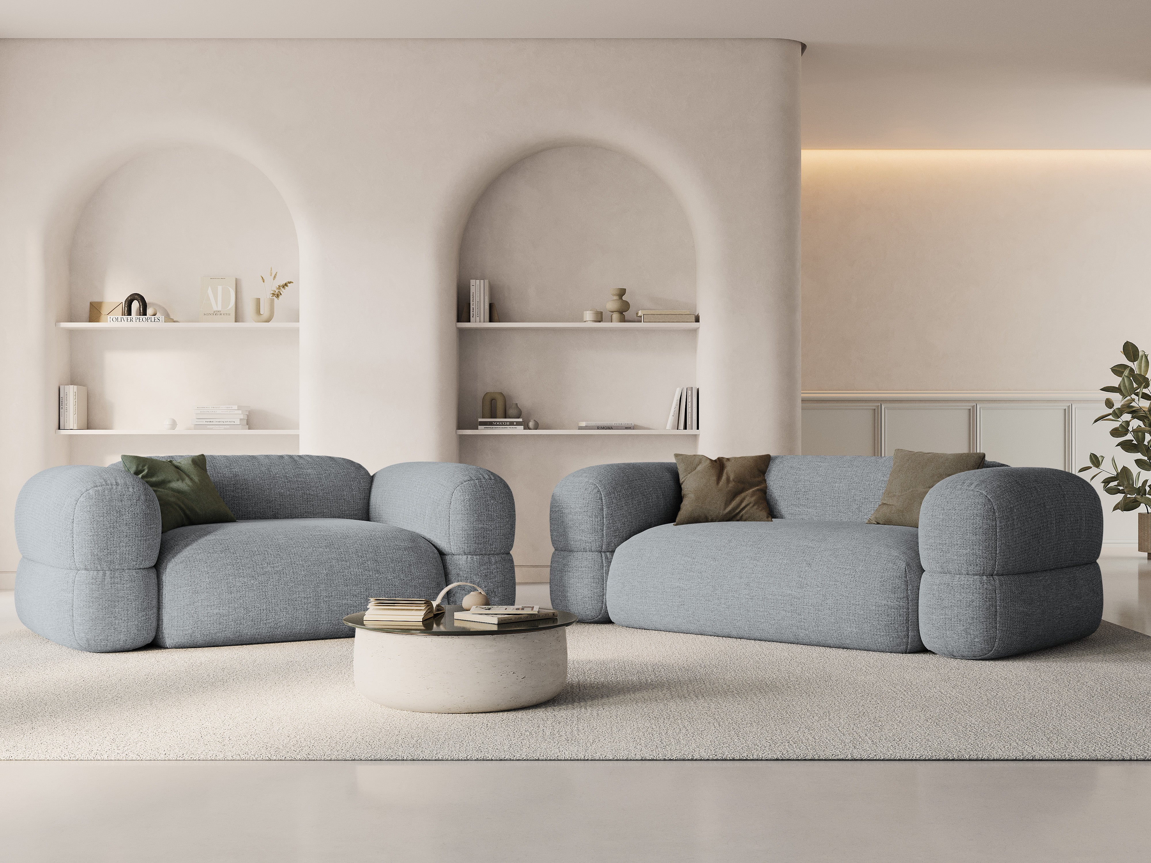 2-seater Sofa ROGER gray chenille