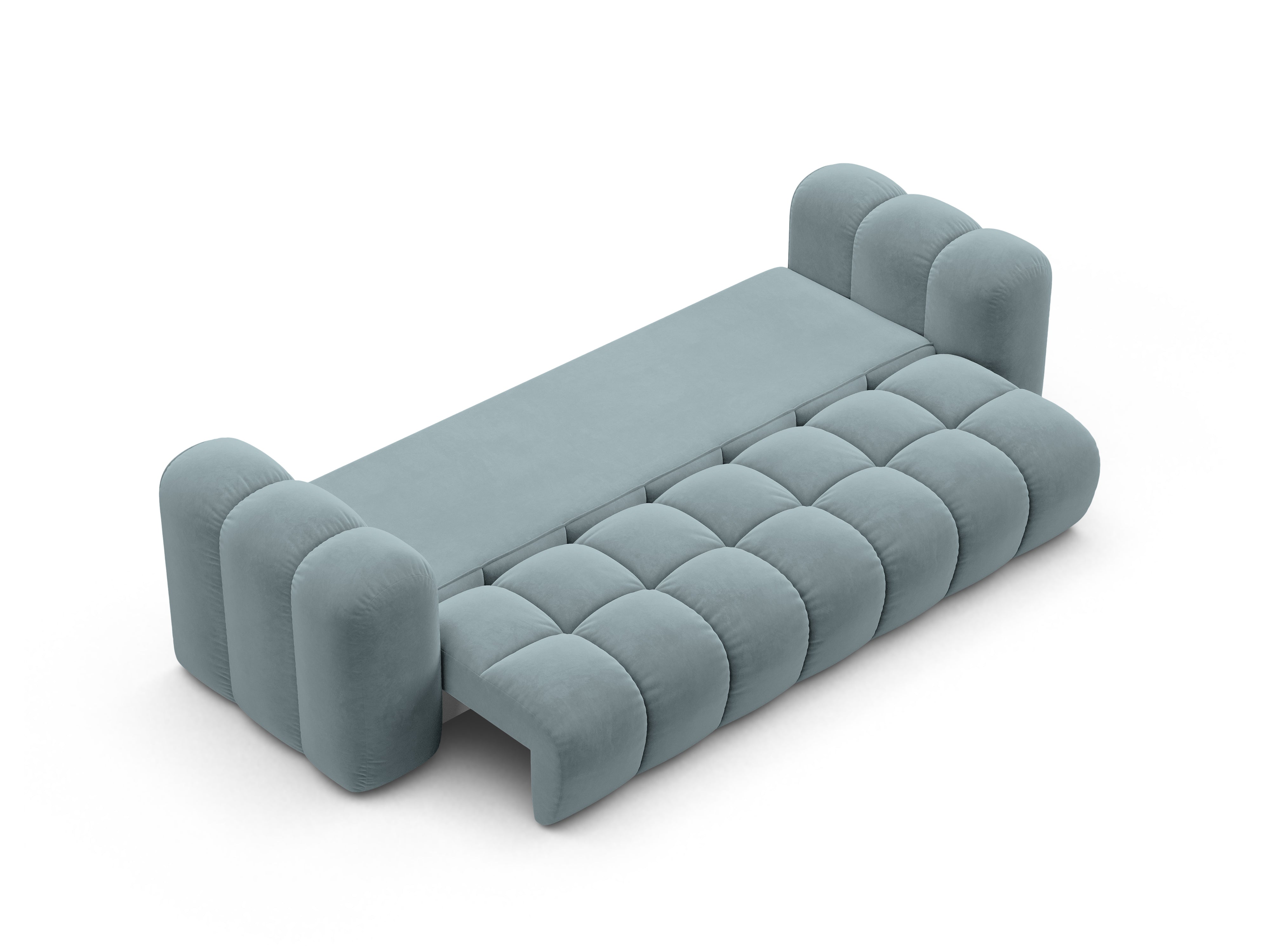 Sofa aus Samt mit Schlaf-Funktion ASTRO hellblau