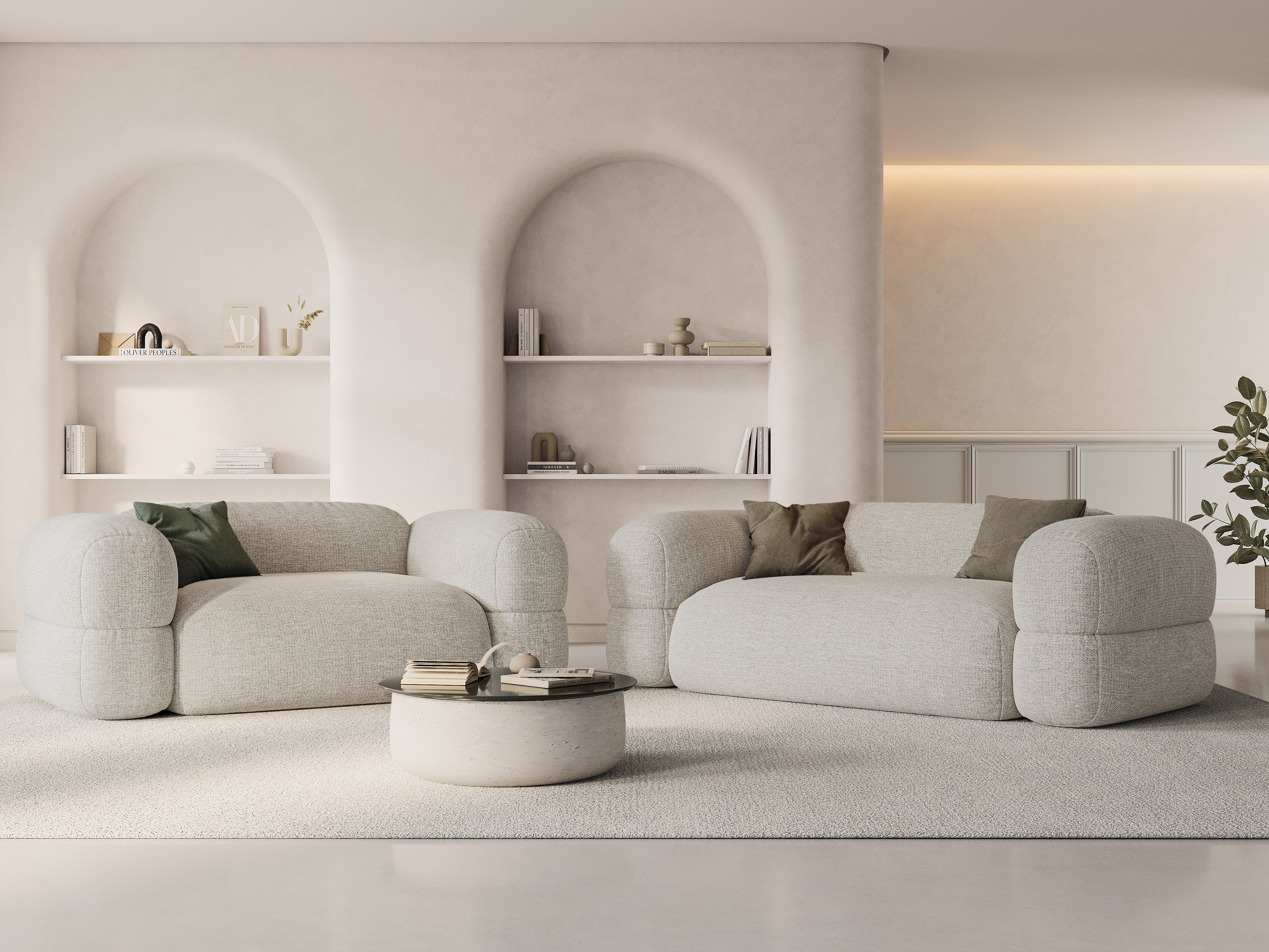 Sofa 3-sitzig ROGER beige Chenille