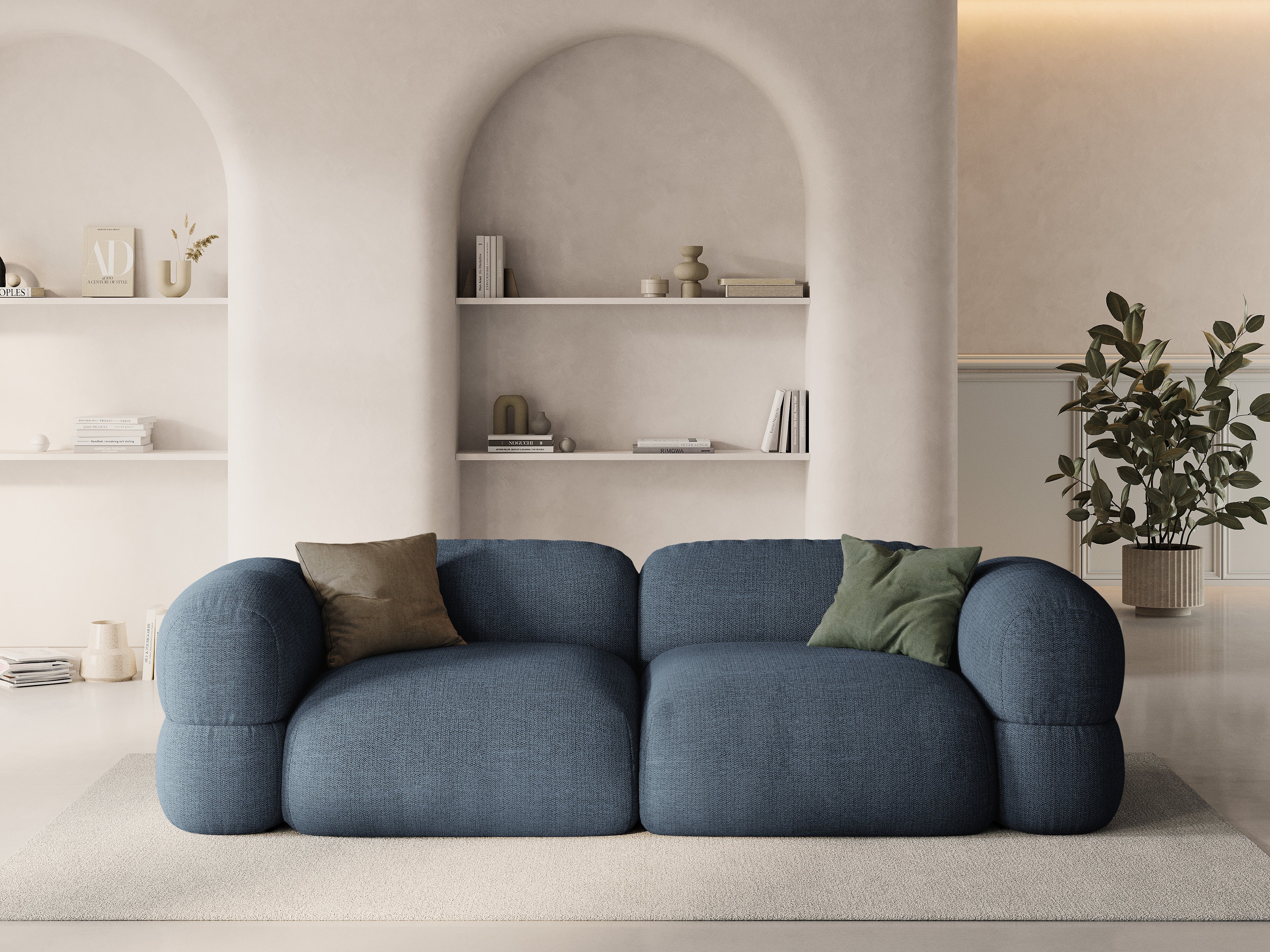 Sofa für 4 Personen ROGER dunkelblaues Chenille