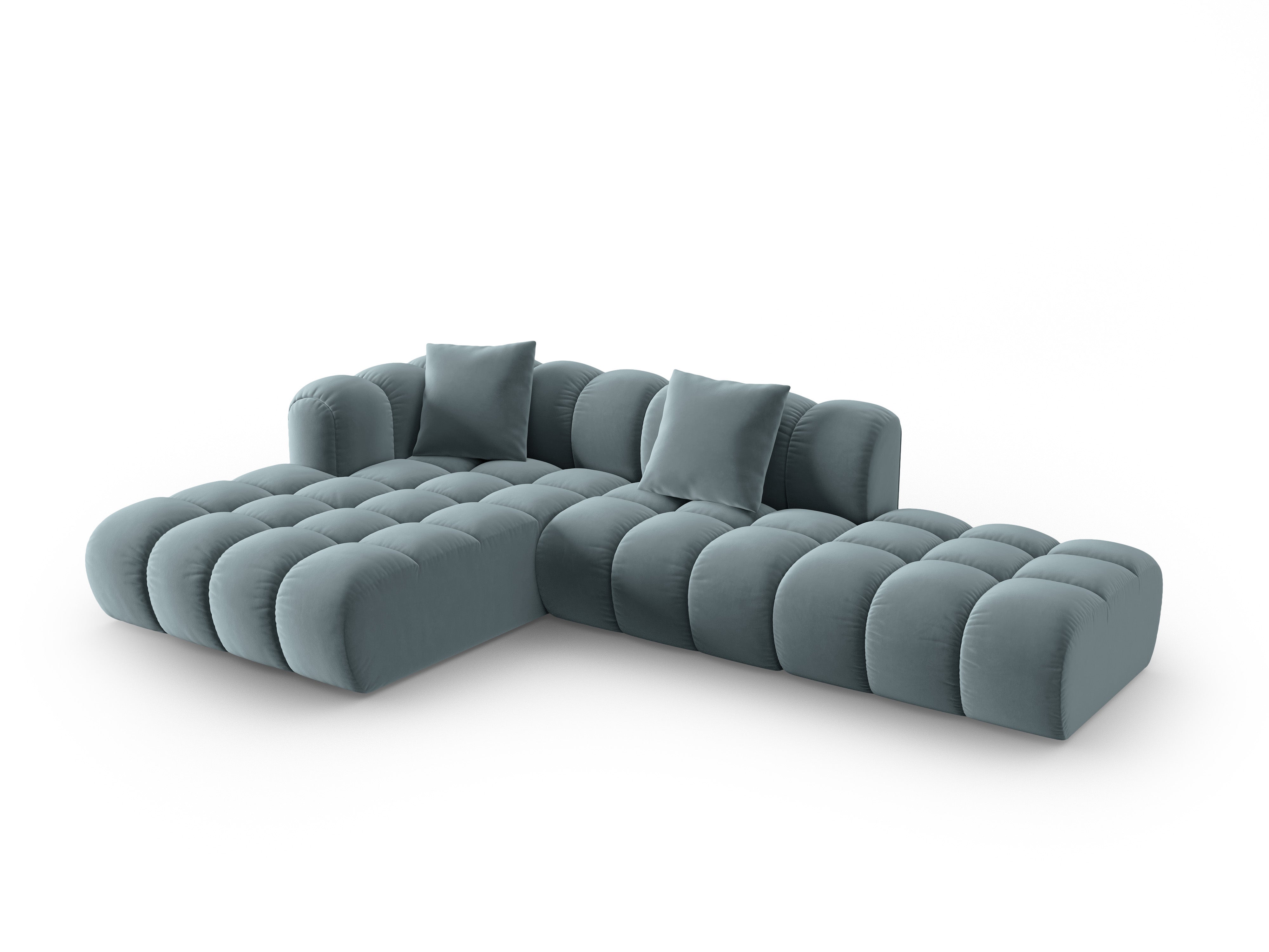 Samt-Ecksofa offen links ASTRO hellblau