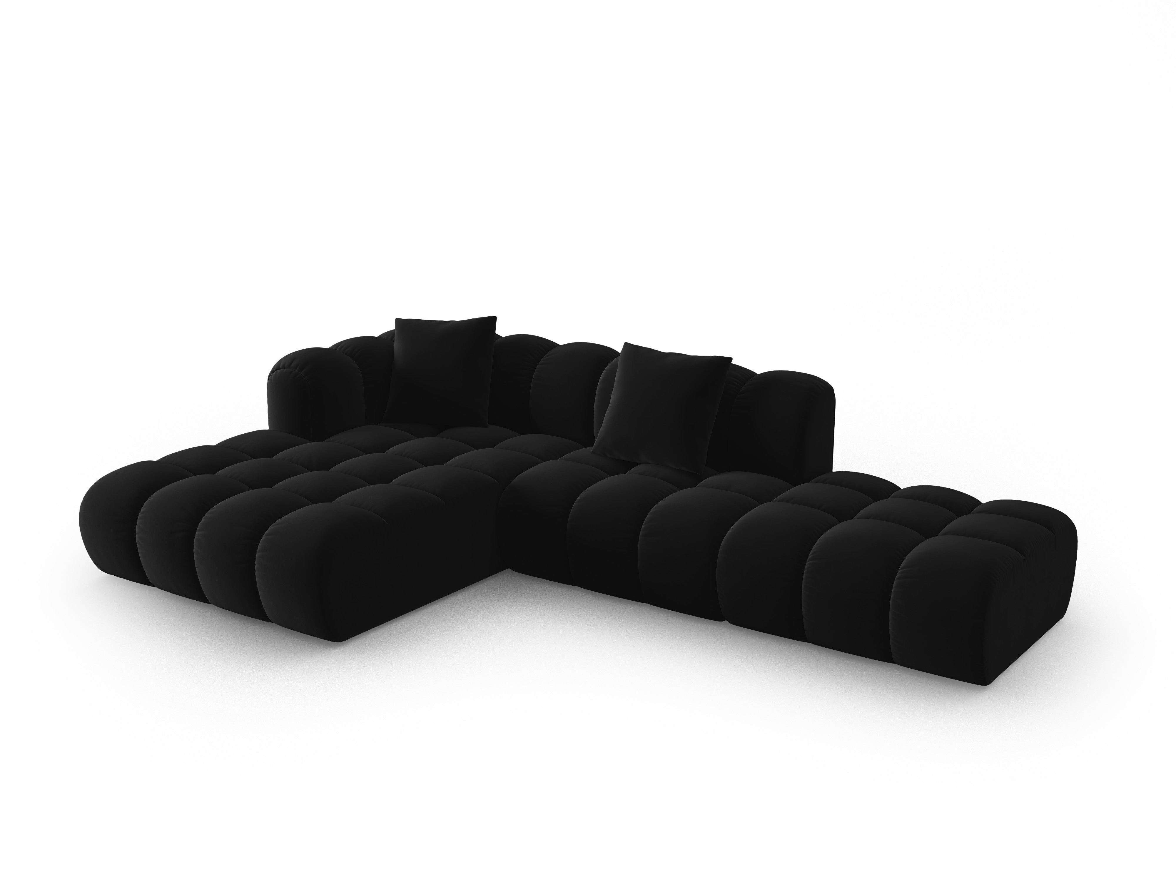 Velvet Corner Sofa Open Left Side ASTRO Black