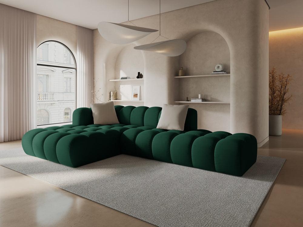 Narożnik aksamitny 5-osobowy lewostronny HALLEY butelkowa zieleń Windsor & Co Eye on Design