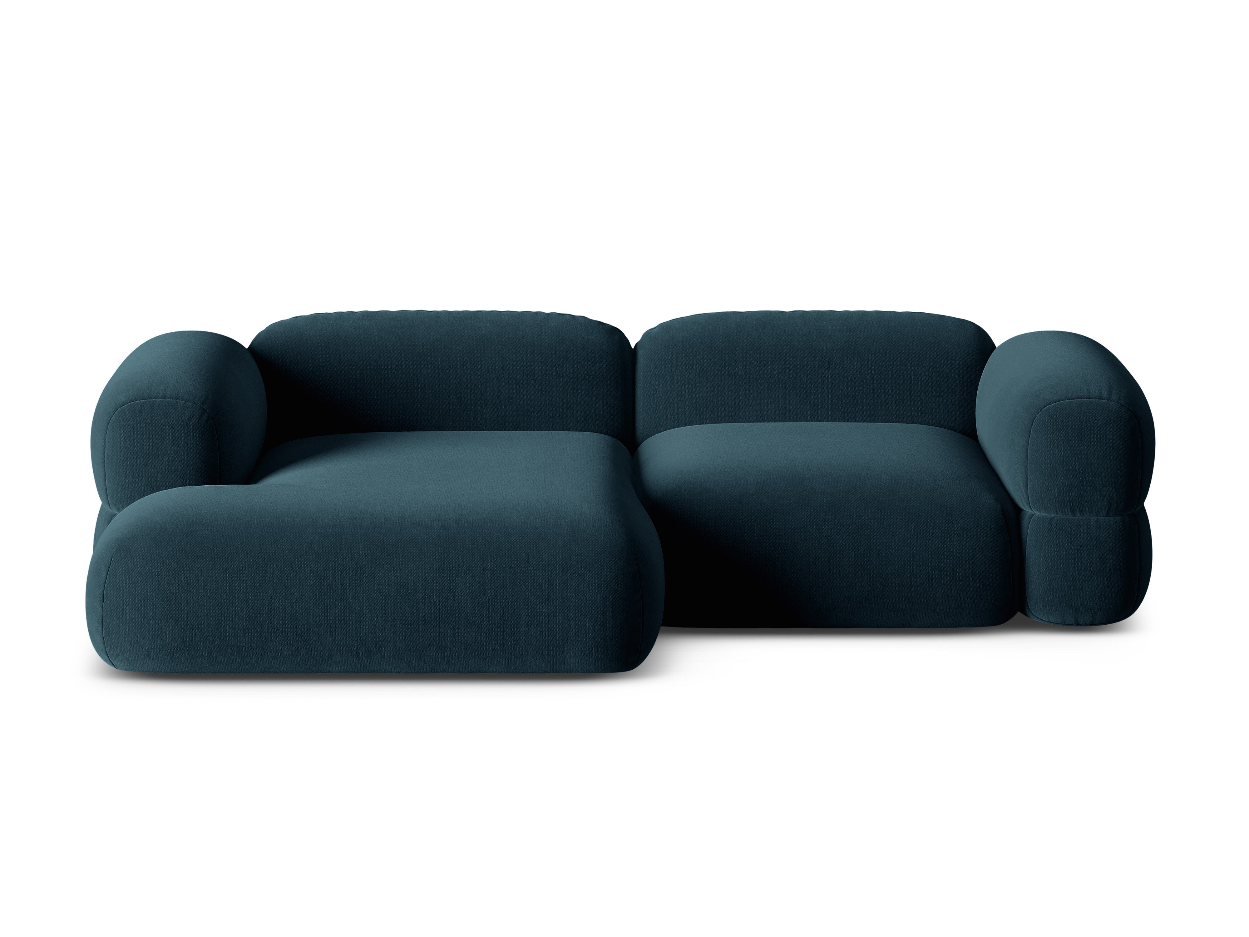 Samt-Ecksofa links ROGER petrolblau