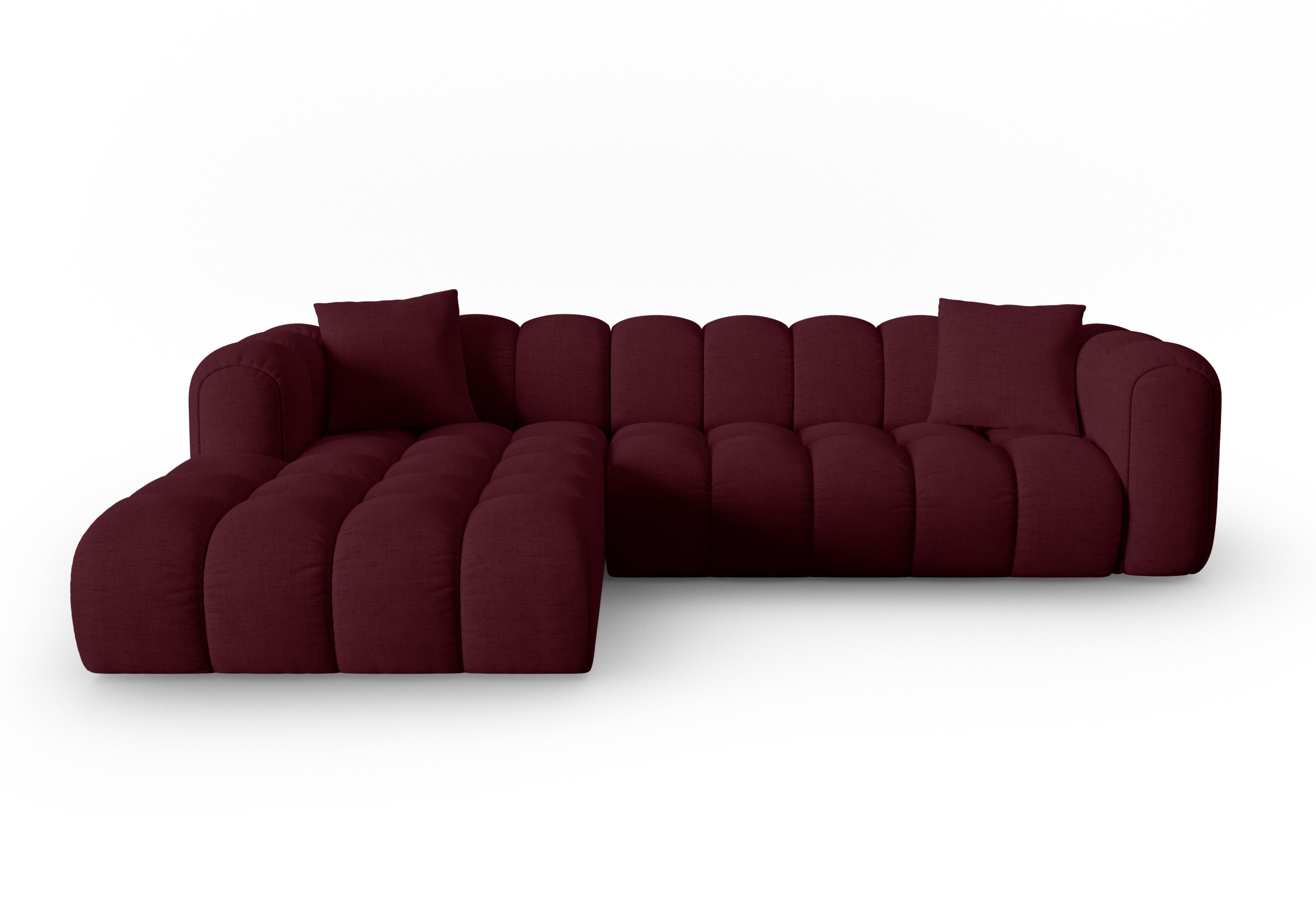 4-sitziger linker Ecksofa ASTRO burgunderfarbener Chenille