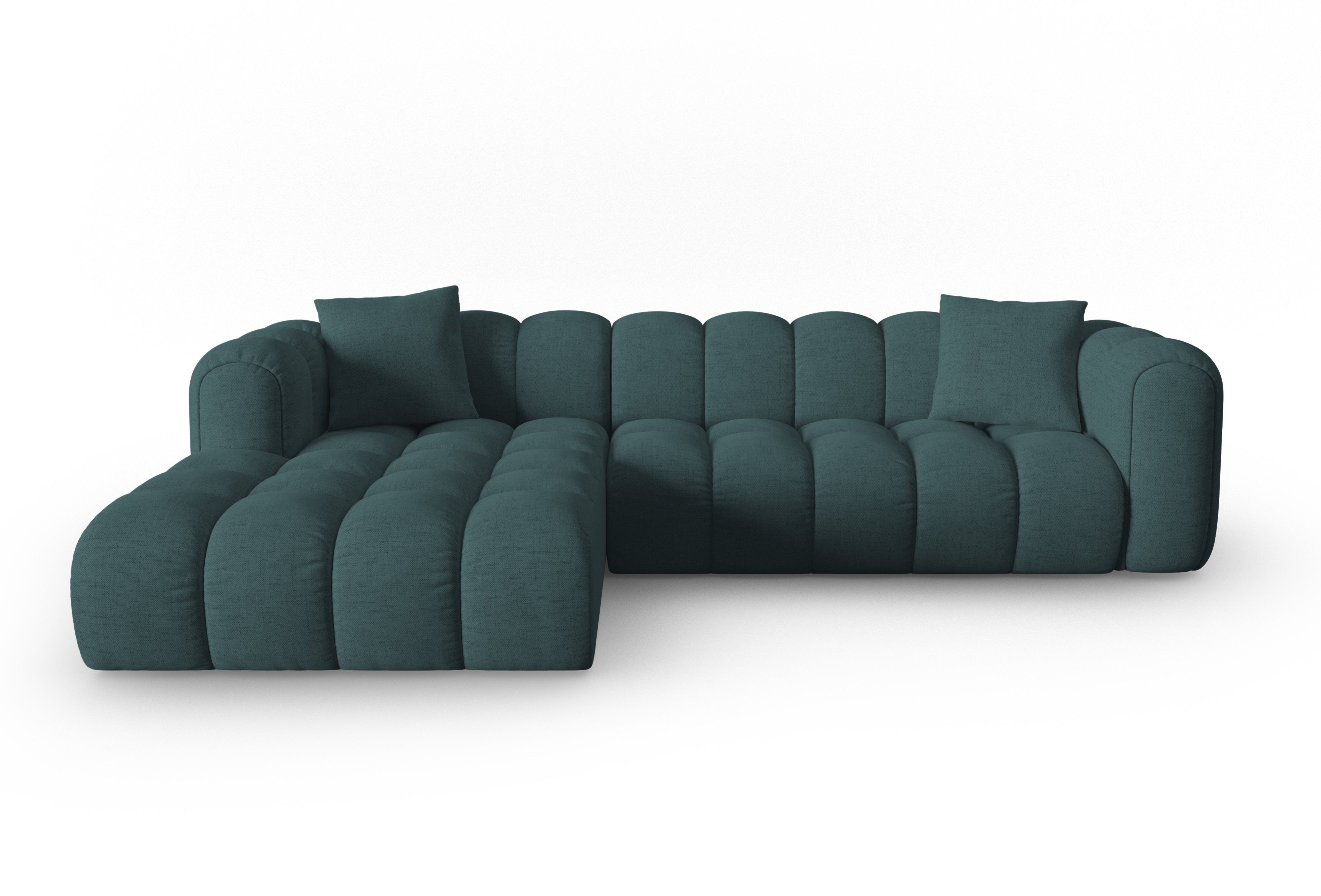 4-seater left-facing corner sofa ASTRO turquoise chenille