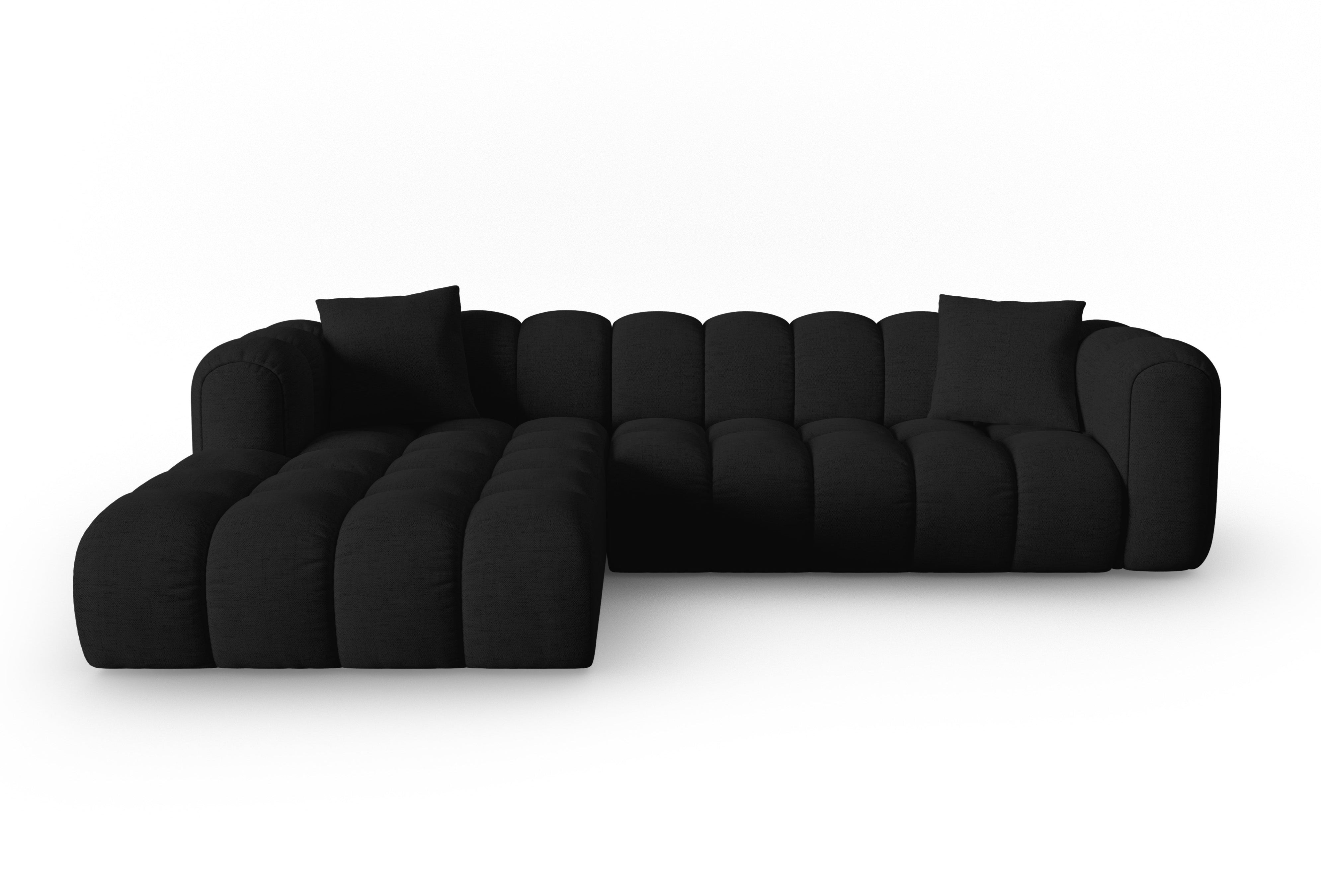 4-seater left-facing corner sofa ASTRO black chenille